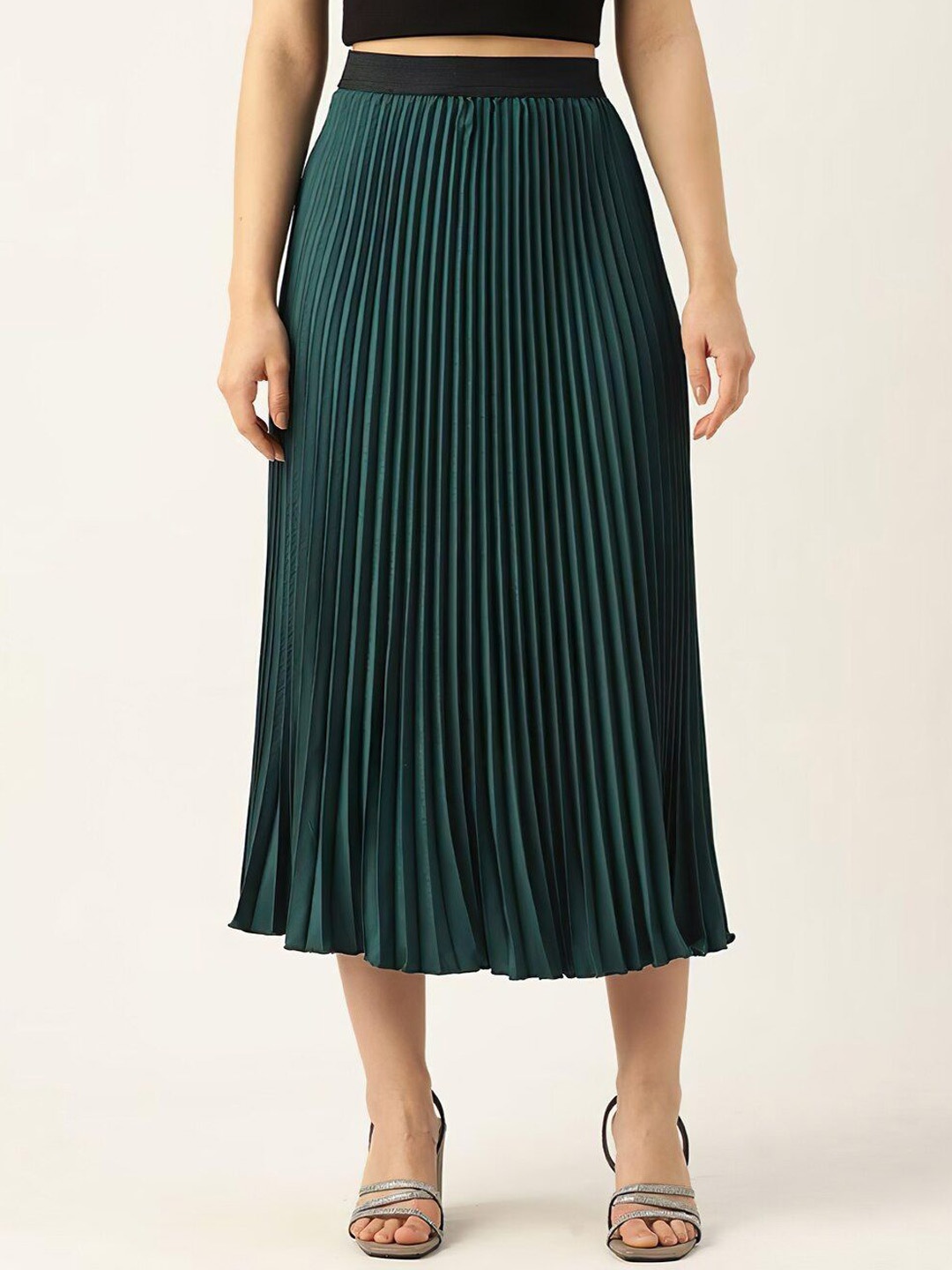 

ZWERLON A-Line Midi Skirt, Green