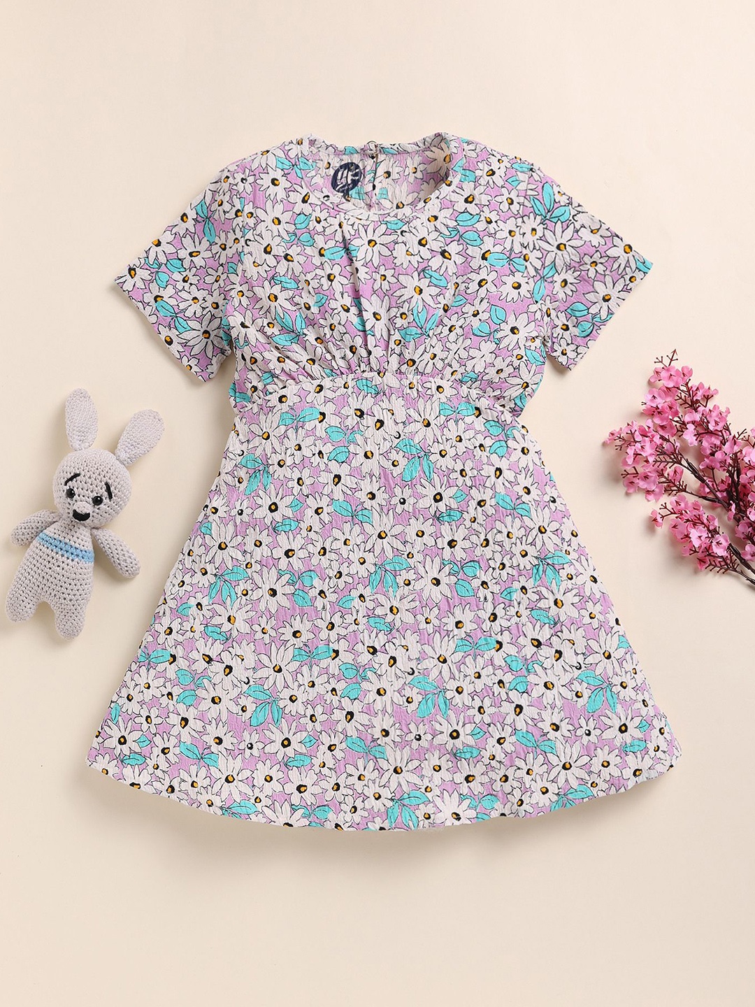 

YK Floral Print Fit & Flare Dress, Purple