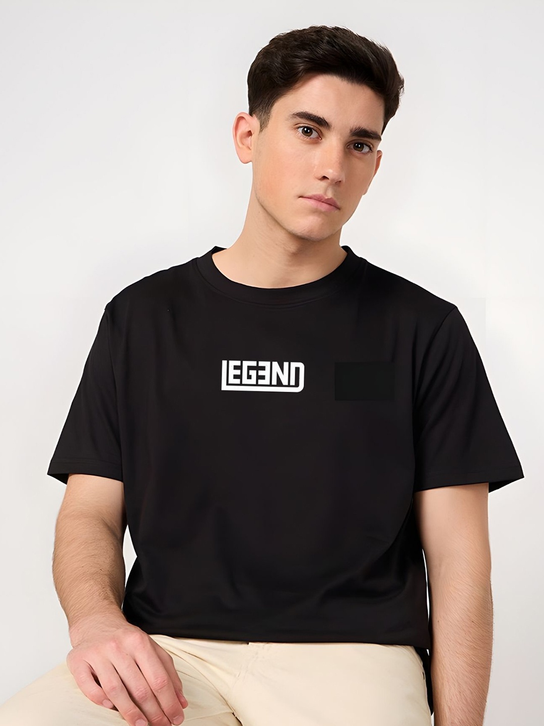 

Moda Rapido Men Typography Printed Round Neck Cotton Relaxed Fit T-shirt, Black