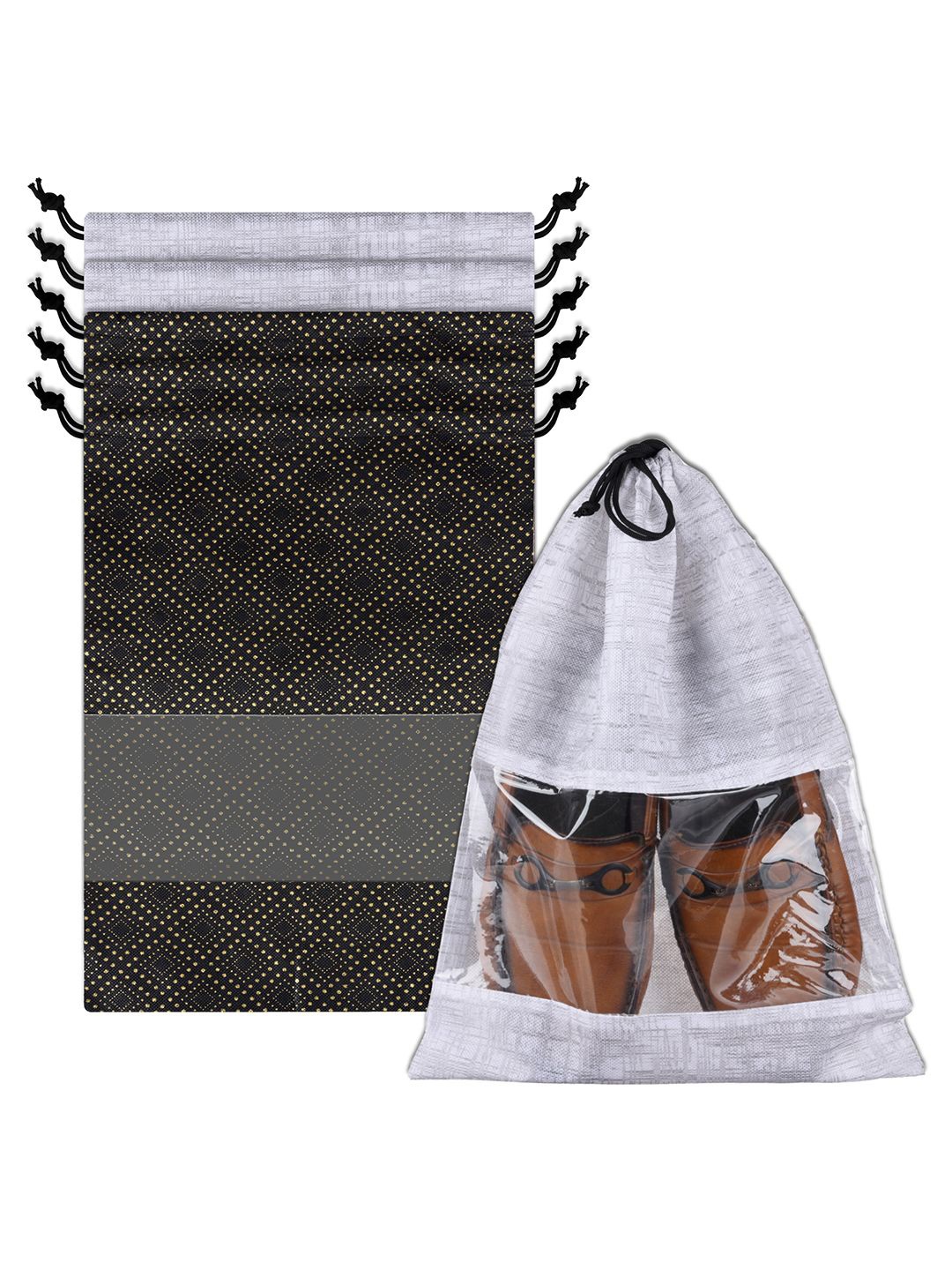

Kuber Industries White and Black 6 Pieces Printed Organisers, Grey