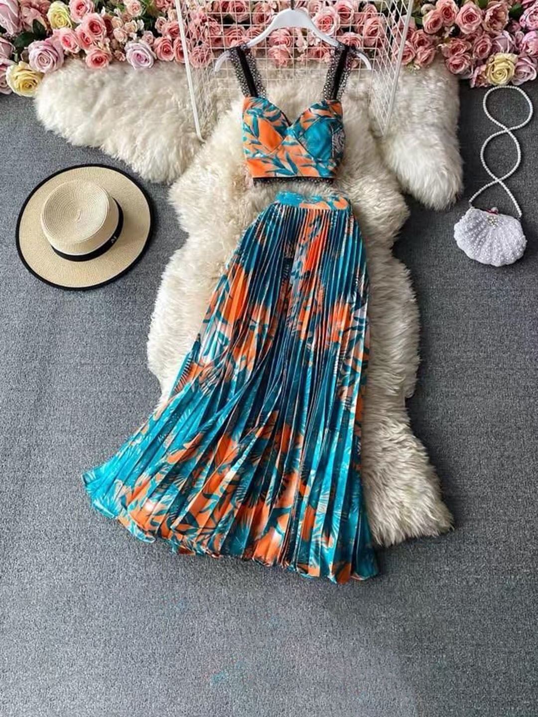 

Alamode By Akanksha Blue Baros Vacay Co-Ord Set