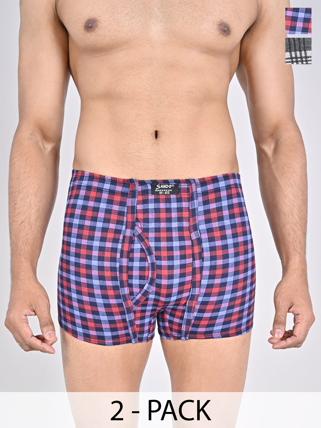 

SANDO Pack Of 2 Printed Pure Cotton Trunks GENIUS-01-07-Blue&Deep Grey