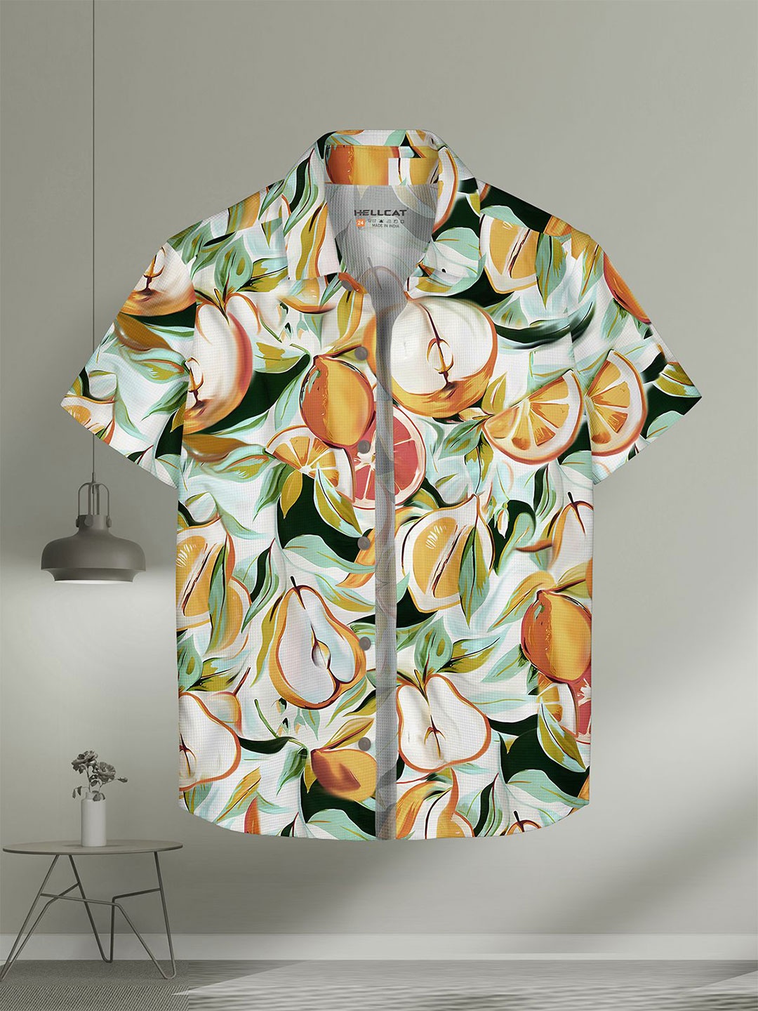 

HELLCAT Boys Spread Collar Conversational Printed Cotton Casual Shirt, White