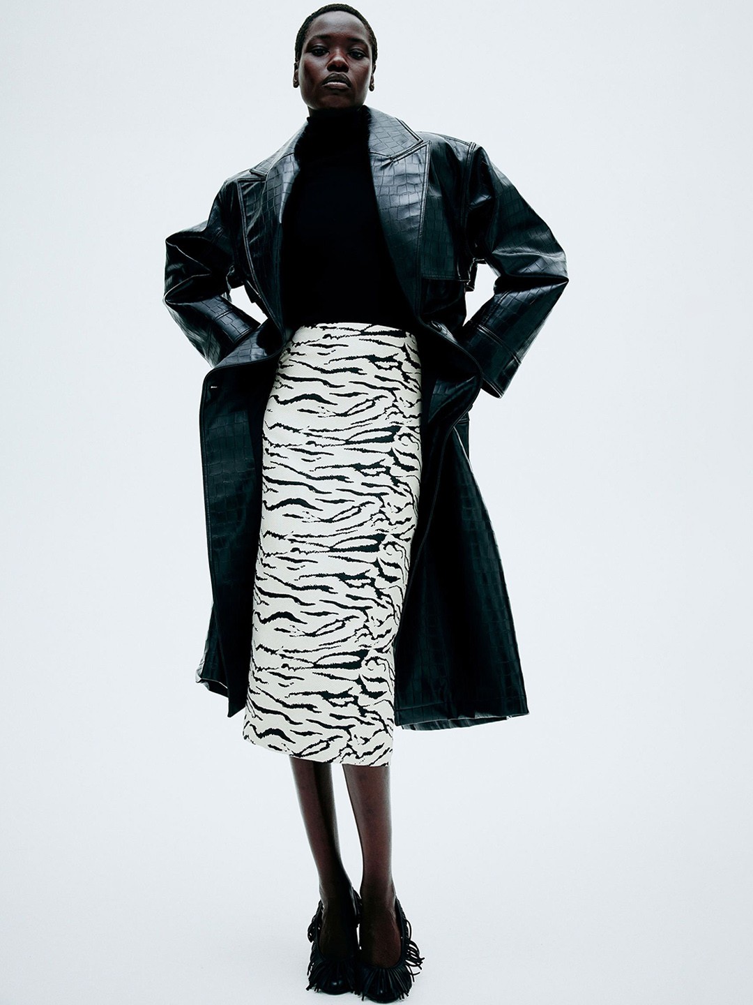 

H&M Jacquard-Weave Skirt, White