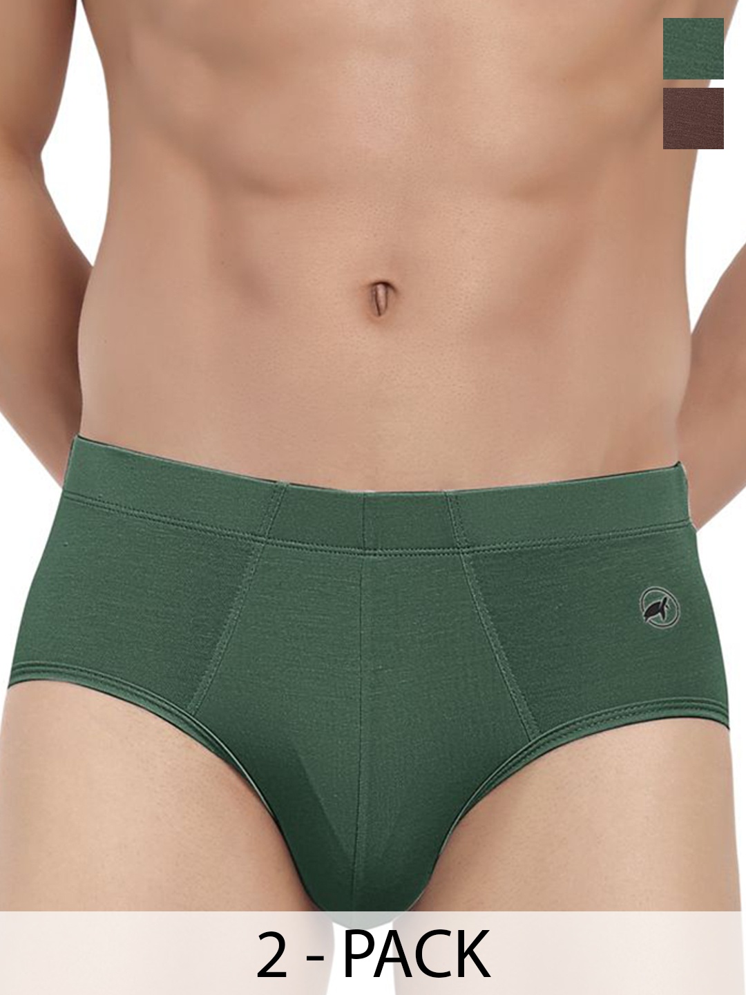 

LOGGERHEAD Pack Of 2 Cotton Hipster Briefs LHIB012-Brown-Green