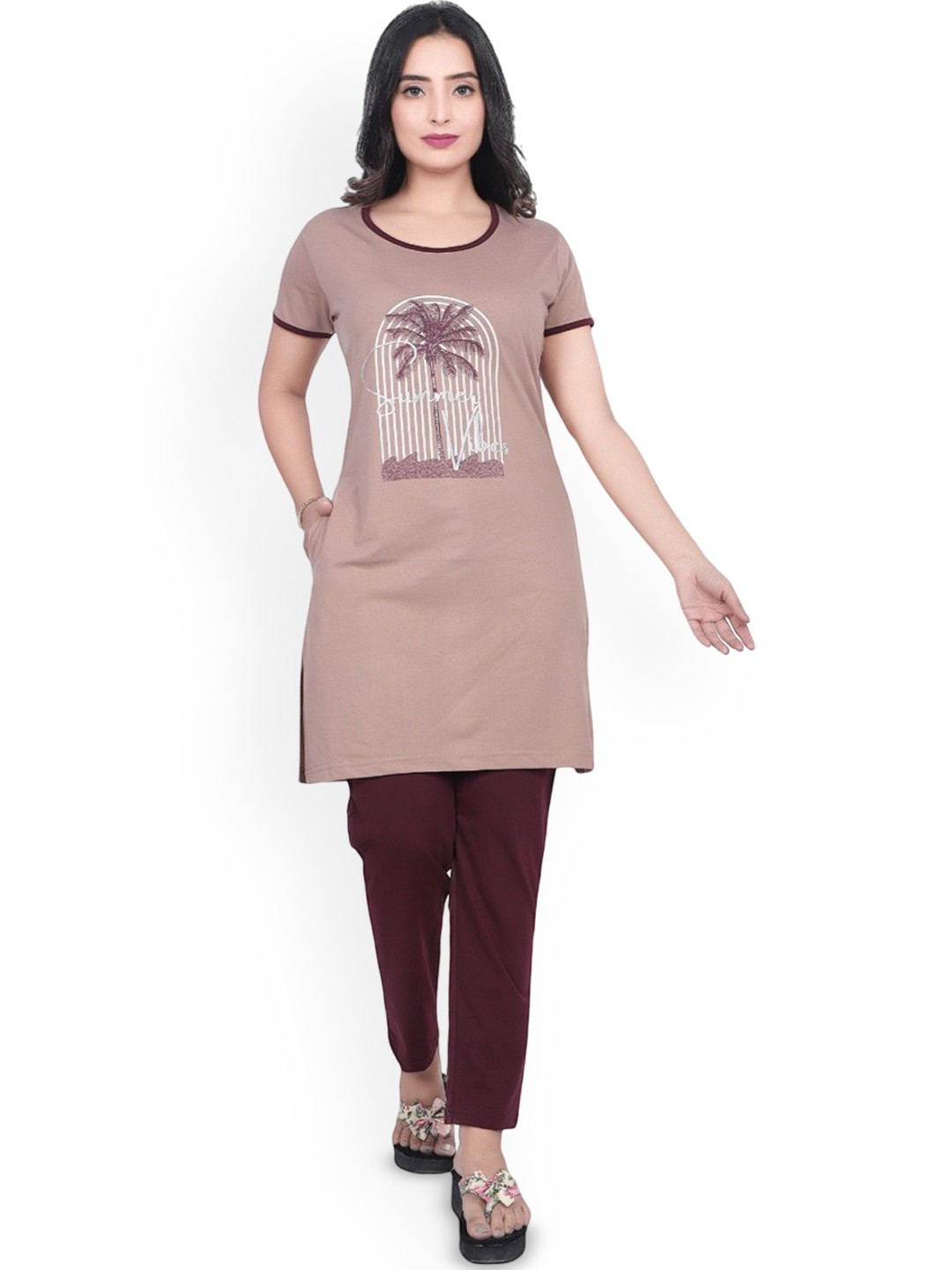 

CLINT Women Printed Night suit, Purple