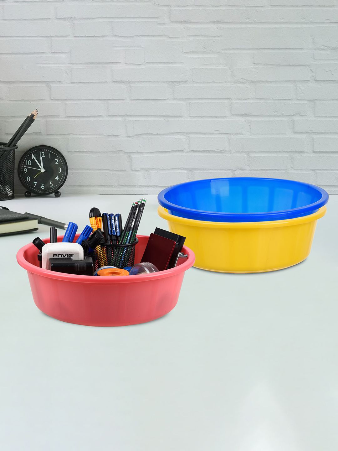 

Kuber Industries Yellow and Pink 3 Pieces Multi-Utility Organisers