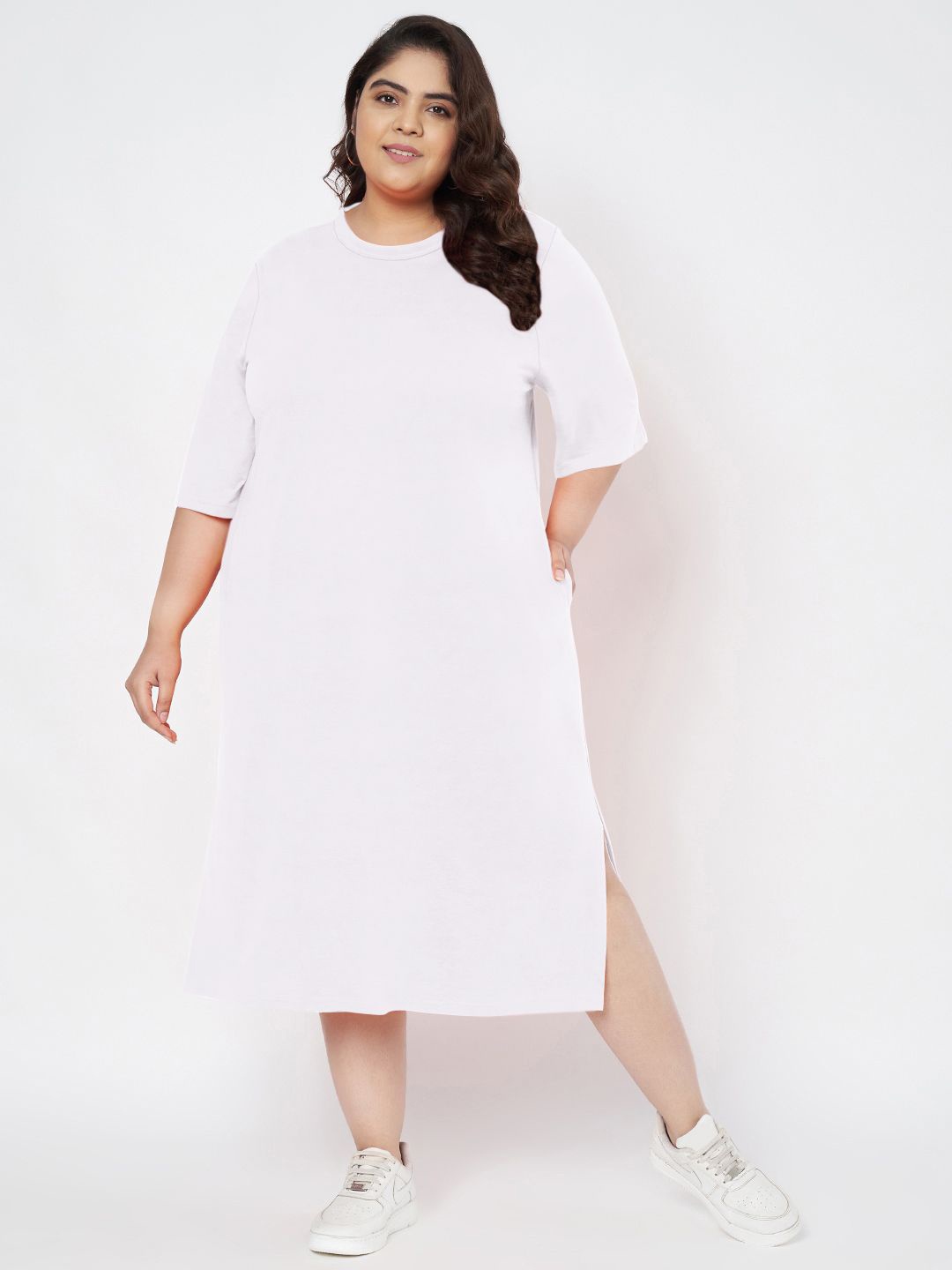 

BRINNS Women Plus Size Cotton T-shirt Midi Dress, White