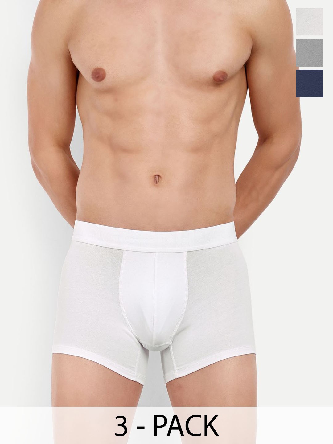 

LOGGERHEAD Pack Of 3 Cotton Short Trunks LHFT004-Grey-Navy-White-Grey-Navy-White