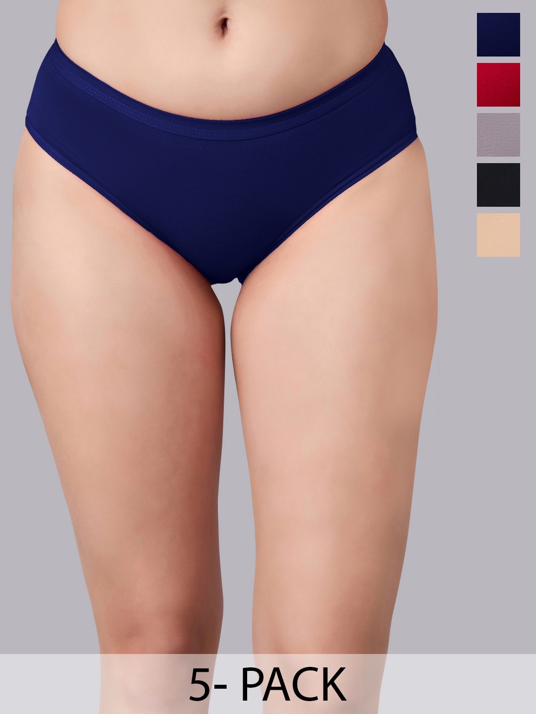 

SIMOH Women Pack Of 5 Mid-Rise Hipster Briefs, Red