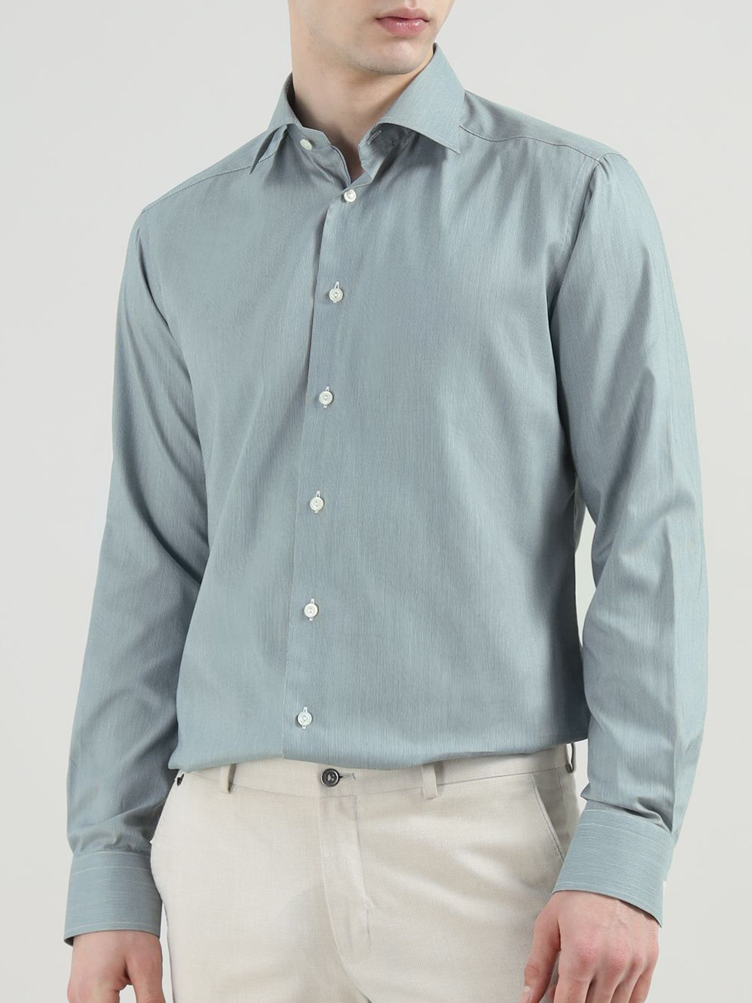 

Eton Men Spread Collar Solid Cotton Casual Shirt, Green
