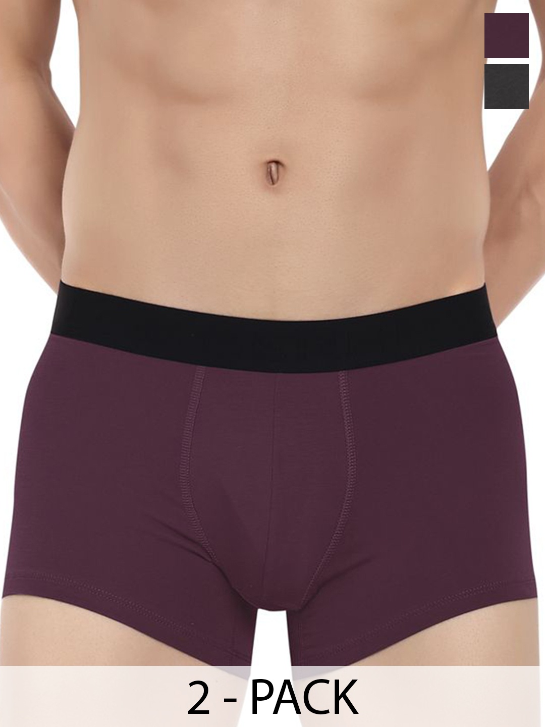 

LOGGERHEAD Pack Of 2 Cotton Long Trunks LHFT004-DarkGrey-Maroon, Grey