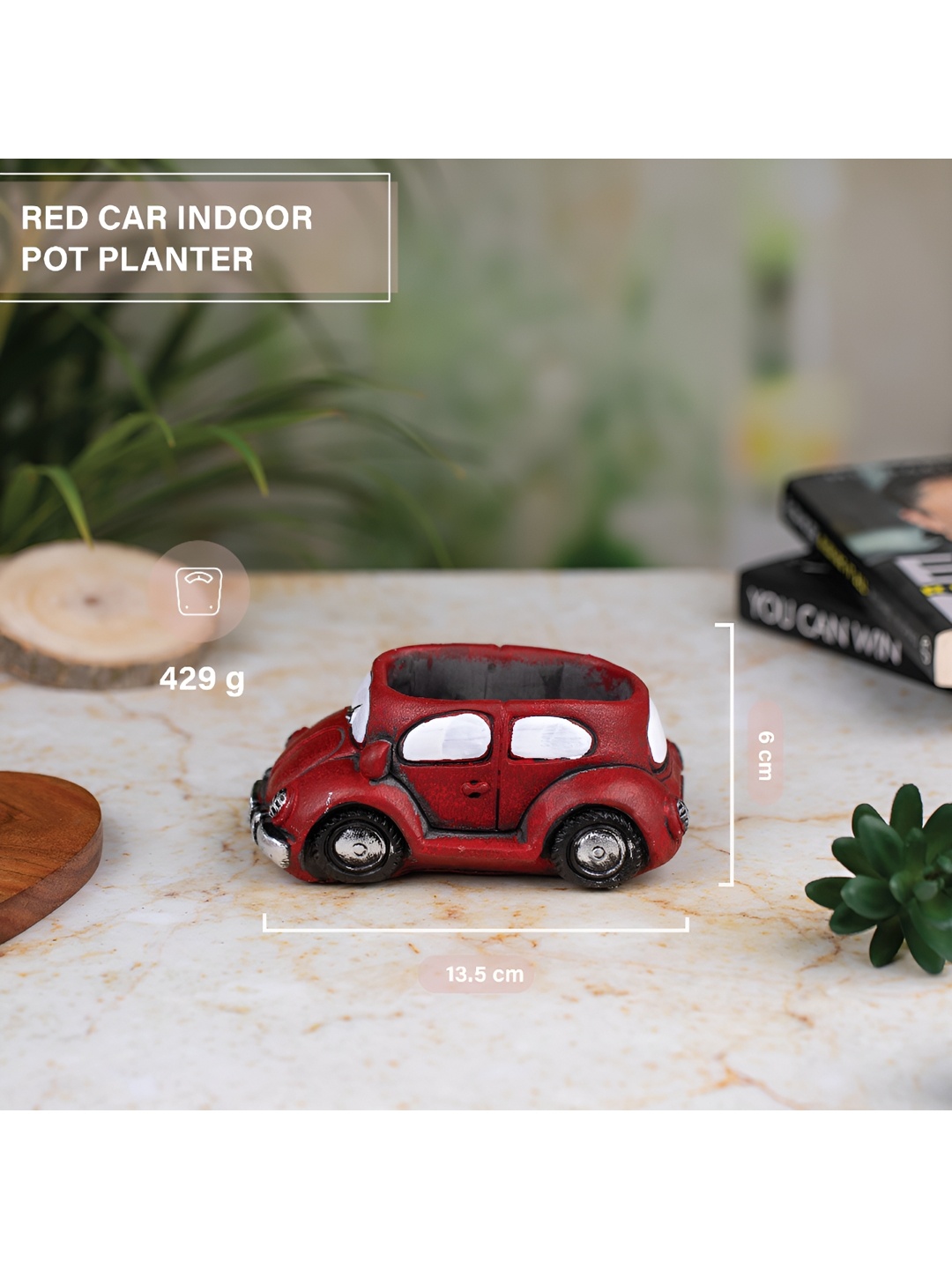 

TYOOHAR Red & White Car Shaped Indoor Pot Planter