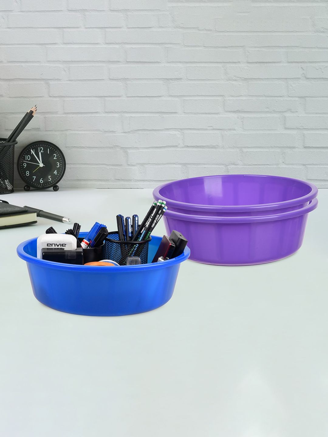 

Kuber Industries Purple & Blue 3 Pieces Regular Desk Organisers