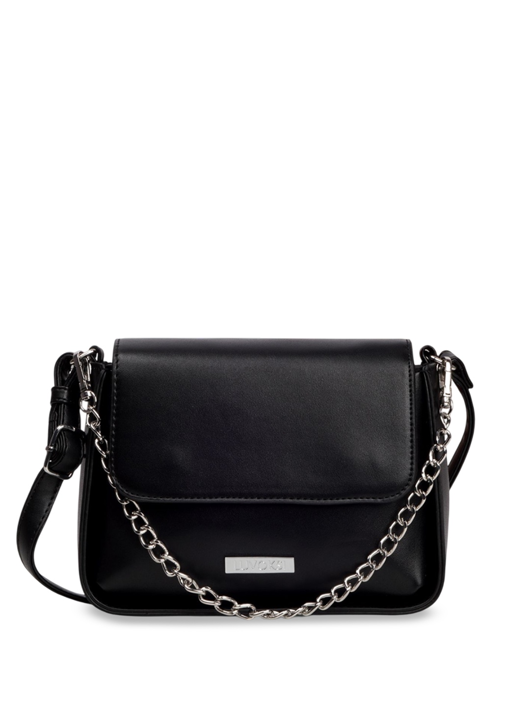 

Luvoksi Women Solid Structured Sling Bag, Black