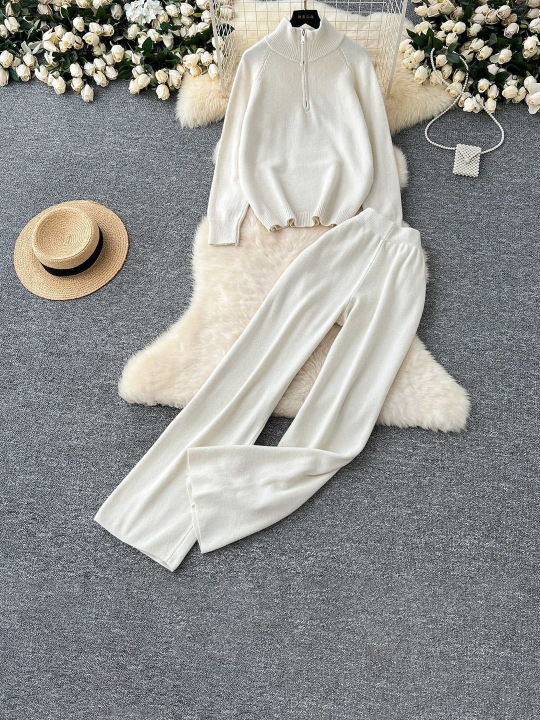 

Alamode By Akanksha Beige Luxe Winter Pure Wool Co-Ord Set - Tracksuit