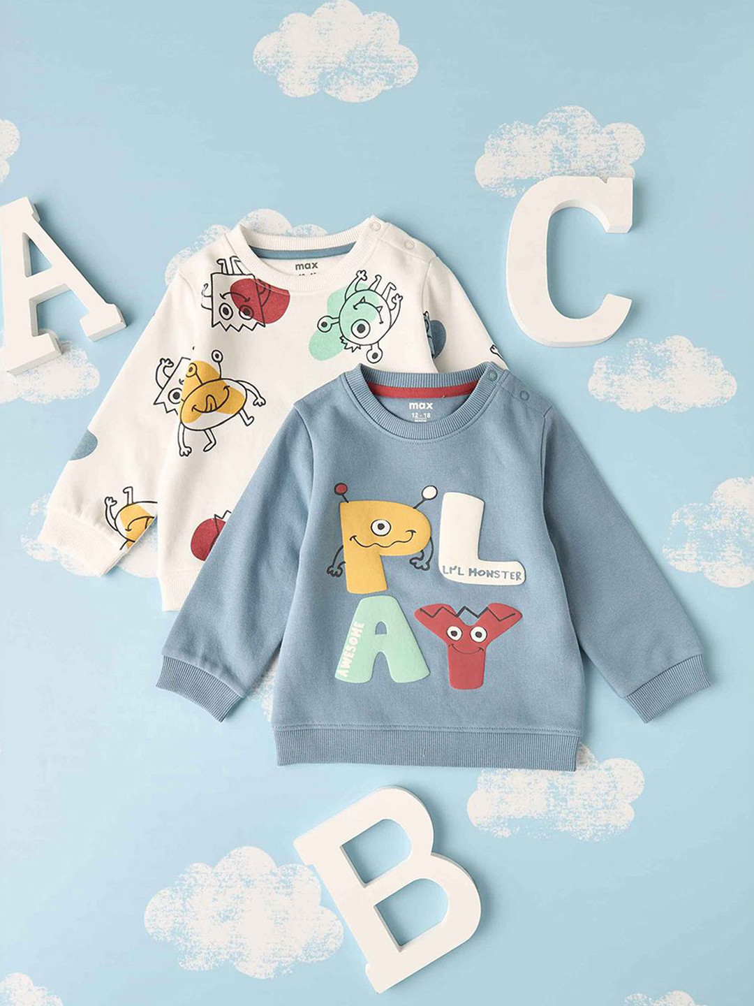 

max Girls Printed Sweatshirt, Beige