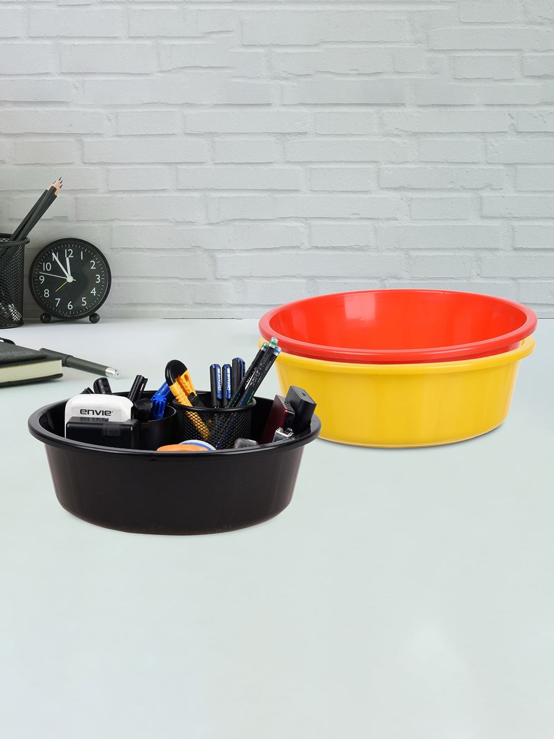 

Kuber Industries Yellow & Red 3 Pieces Desk Organisers 6 ltr
