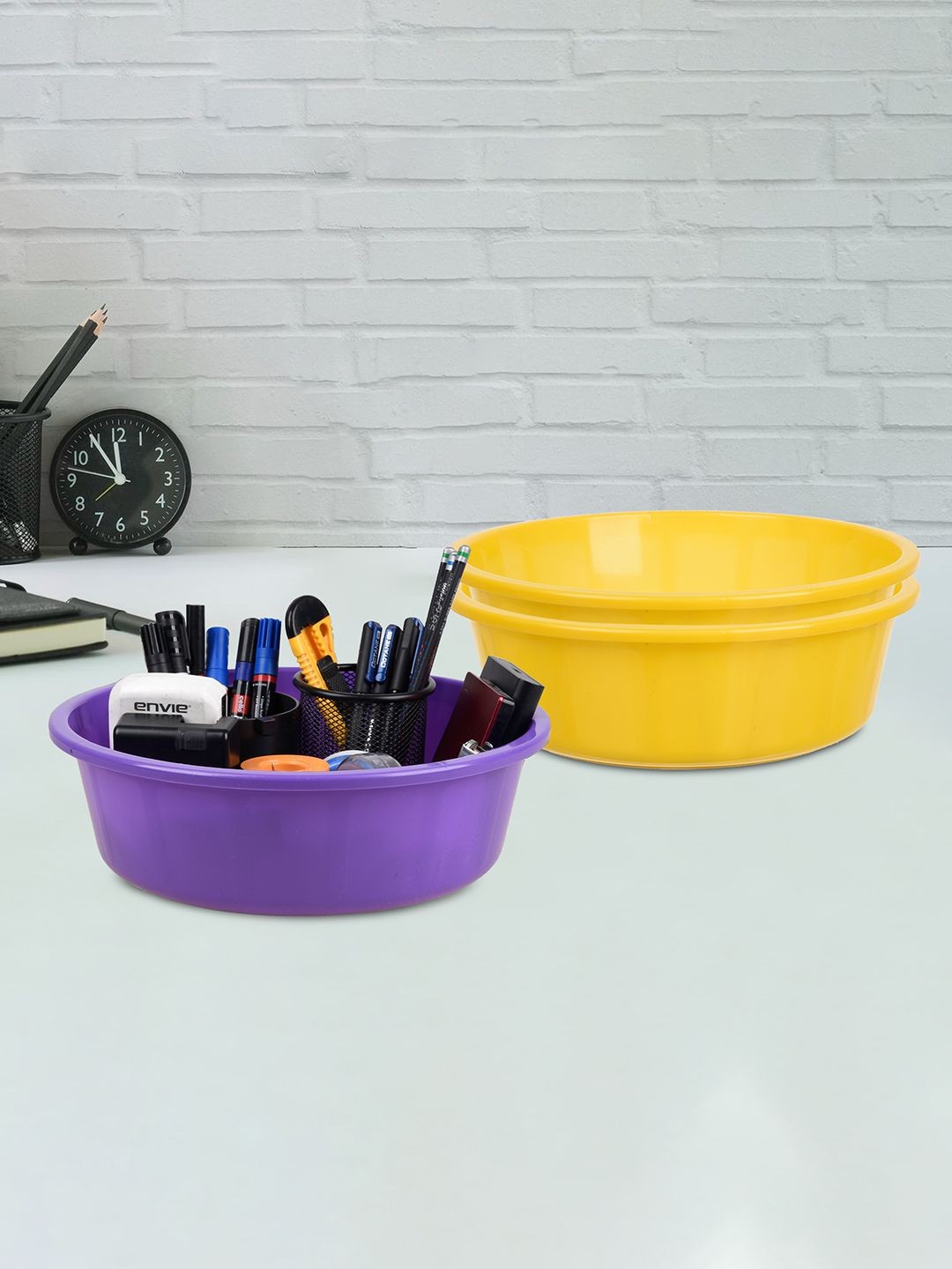

Kuber Industries Yellow & Purple 3 Pieces Regular Multi-Utility Organisers