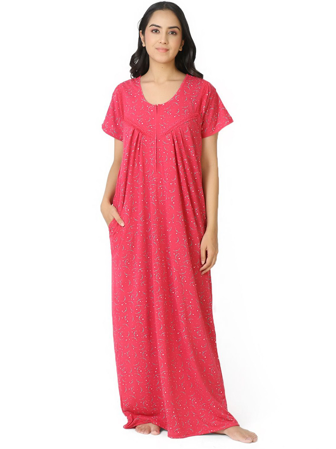 

CHUI MUI Printed Maxi Nightdress, Magenta