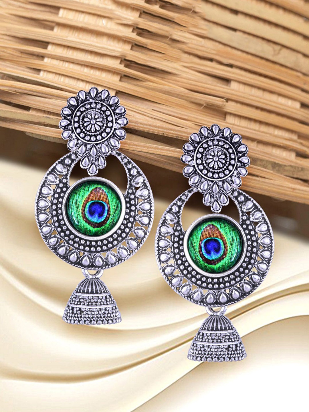 

Anouk Rhodium-Plated Circular Shaped Oxidised Drop Earrings, Silver