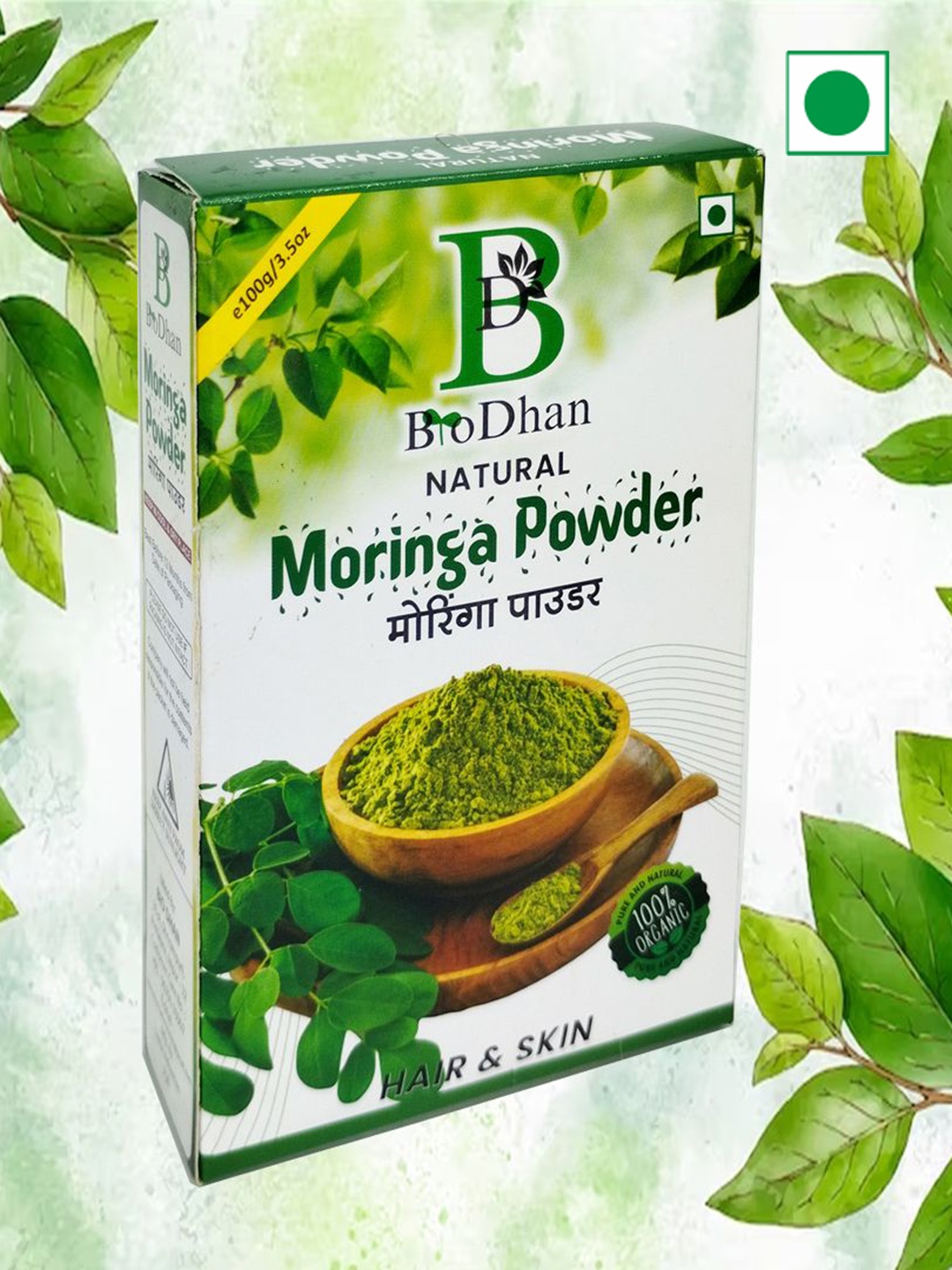 

BioDhan Natural Moringa Powder For Hair & Skin - 100 g, Green