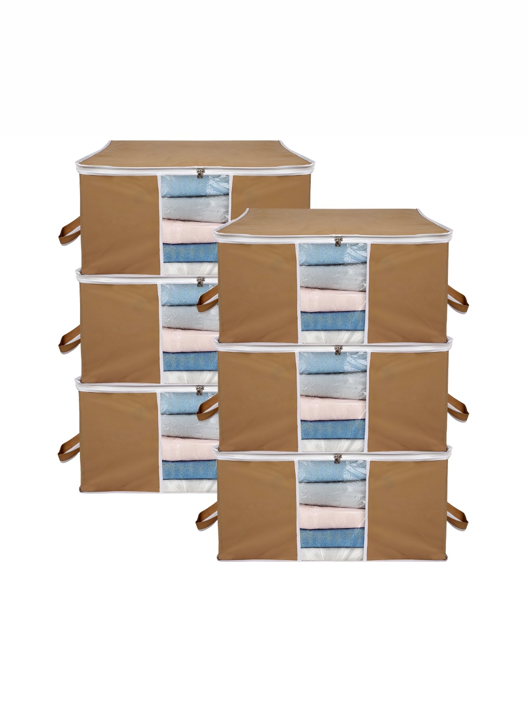 

ANKIT INTERNATIONAL Beige Set of 6 Super Strong Multi-Utility Organisers