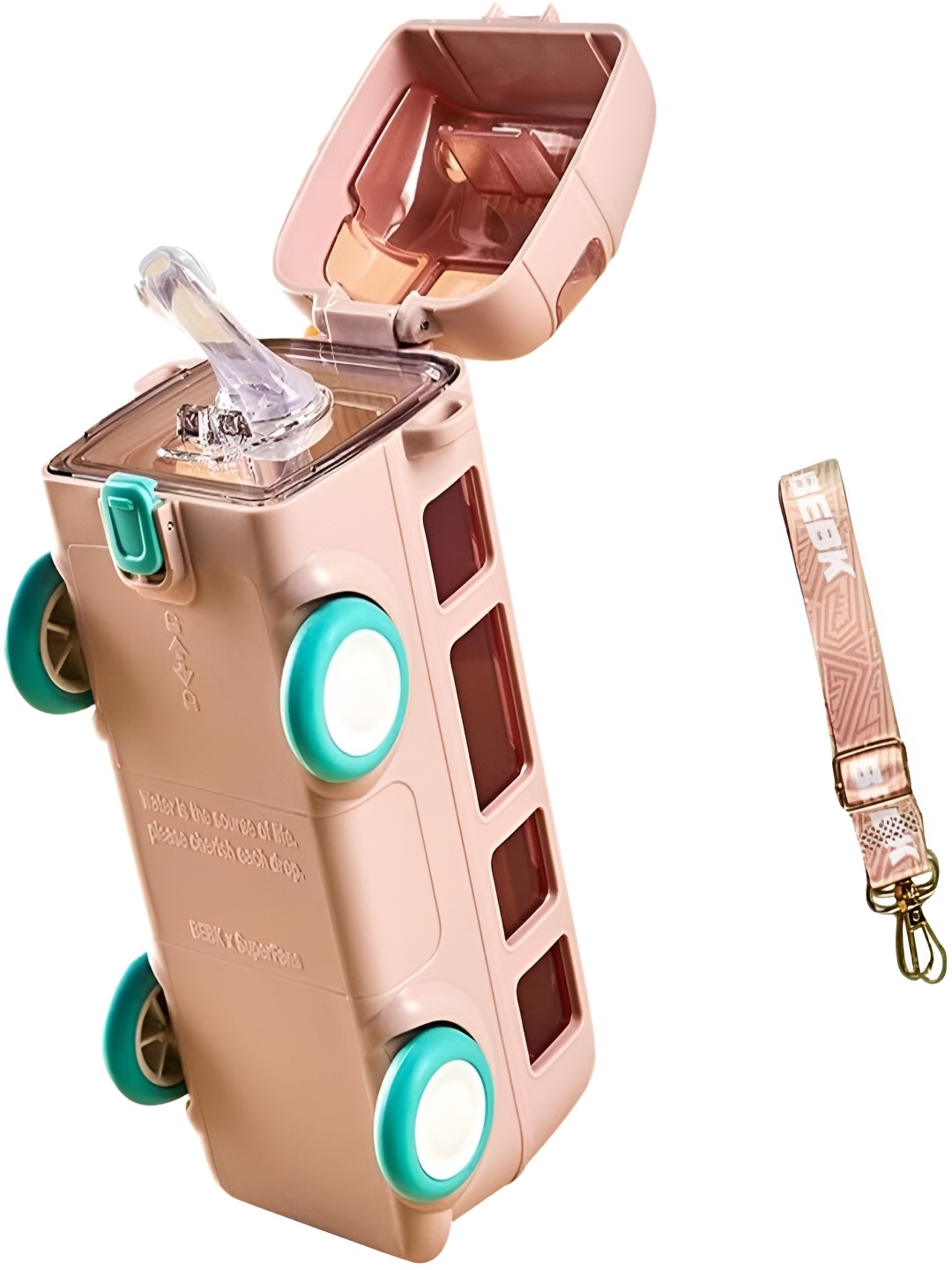 

PROKART Kids Brown & Green Bus Water Bottle With Strap 500 ml