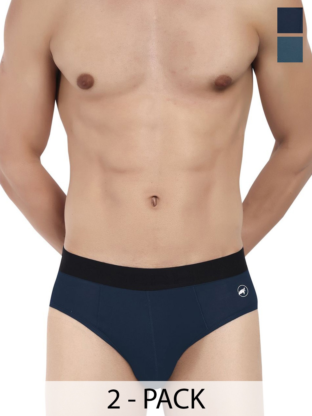 

LOGGERHEAD Pack Of 2 Cotton Hipster Briefs LHMB002-Navy-R.Blue, Navy blue