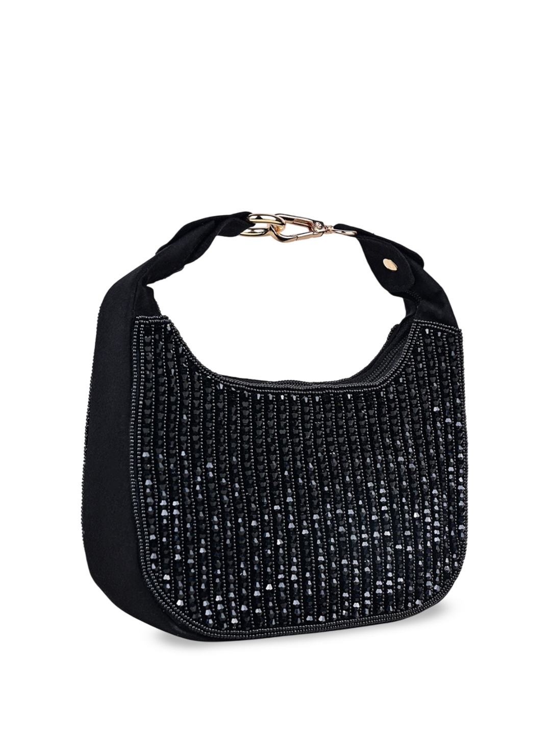 

MARKQUES Women Embellished Structured Handheld Bag, Black