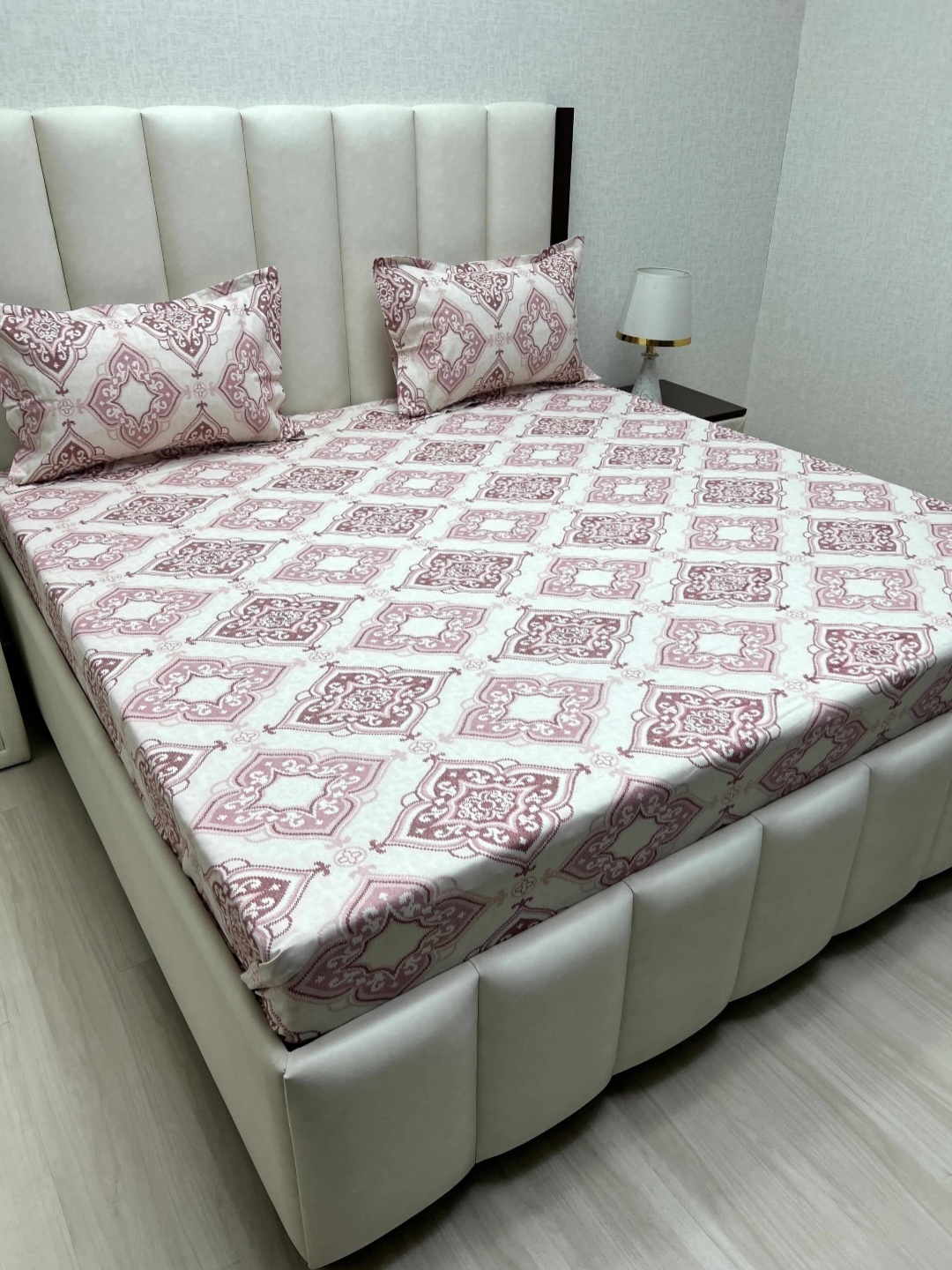 

Pure Decor Passion Pink Printed Pure Cotton 260 TC Queen Bedsheet Set 2.28m x 2.54m