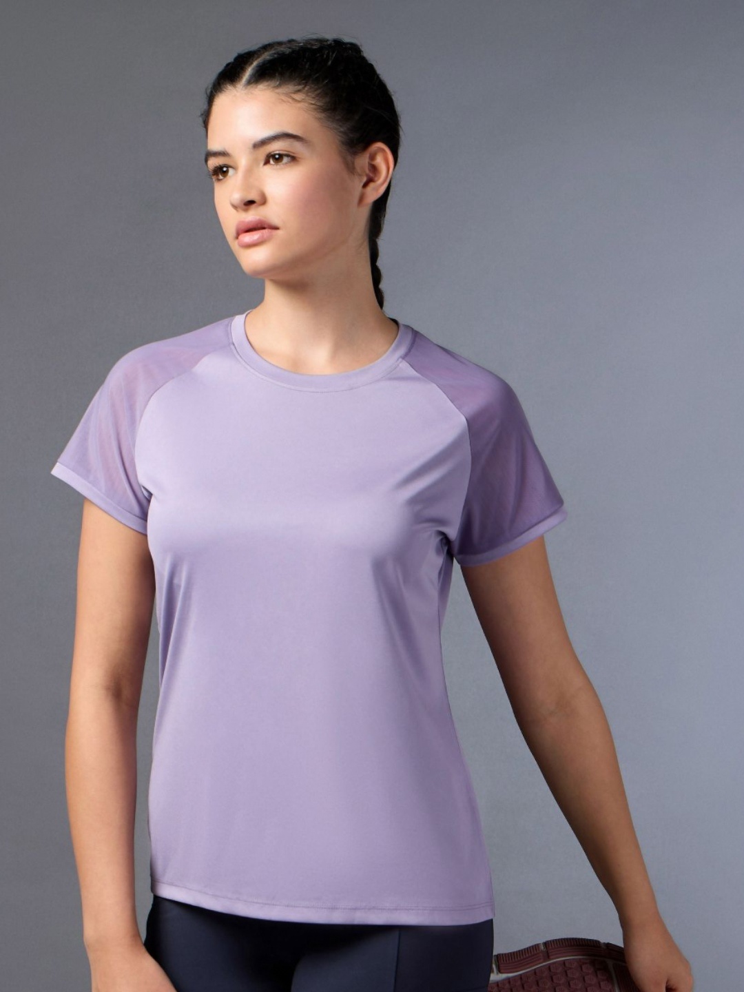 

CULT Women Moisture Wicking Solid Round Neck T-shirt, Purple