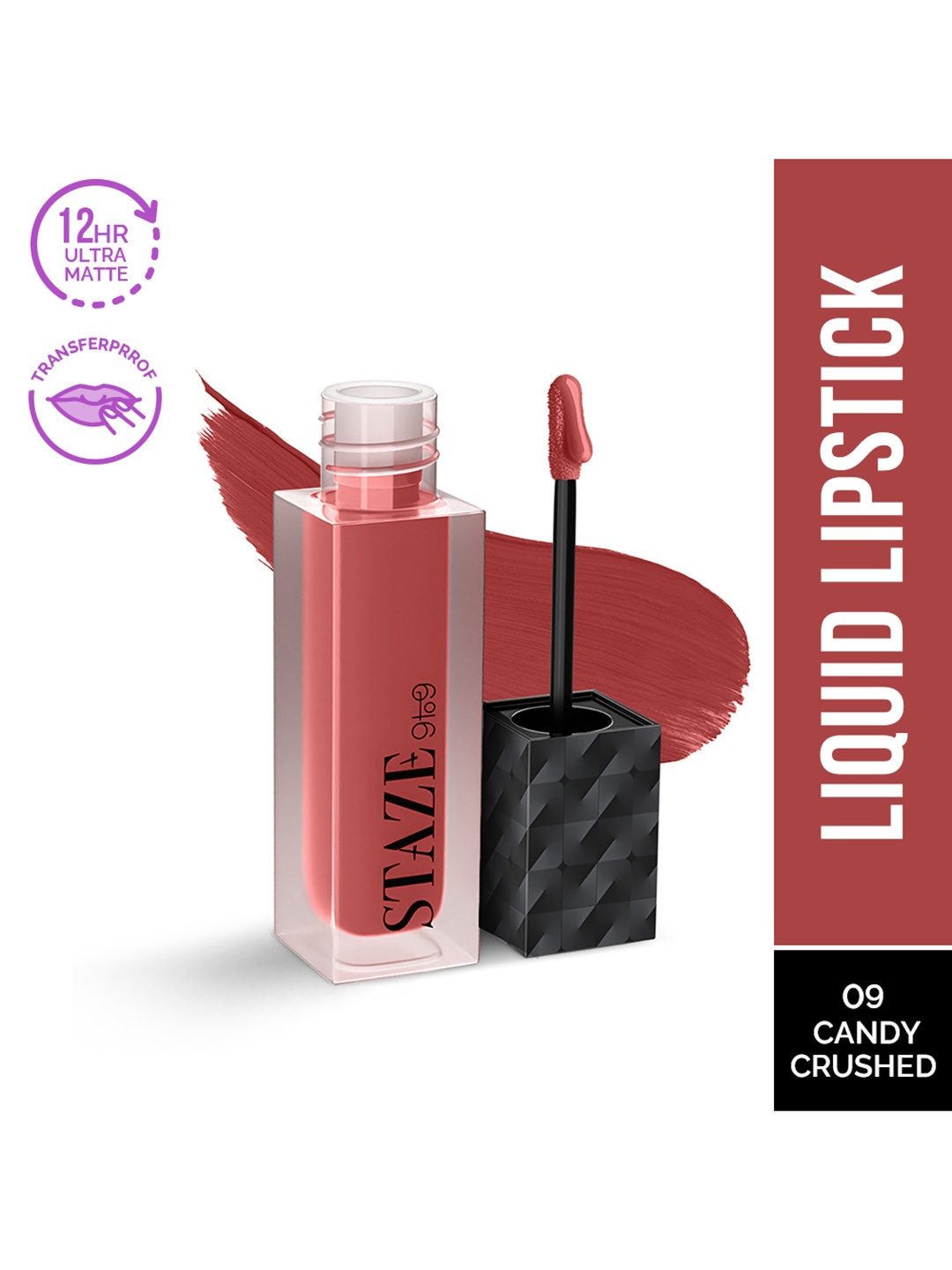 

STAZE 9to9 Lips Don't Lie Matte Transferproof Liquid Lipstick 4 ml - Candy Crushed 09, Rust