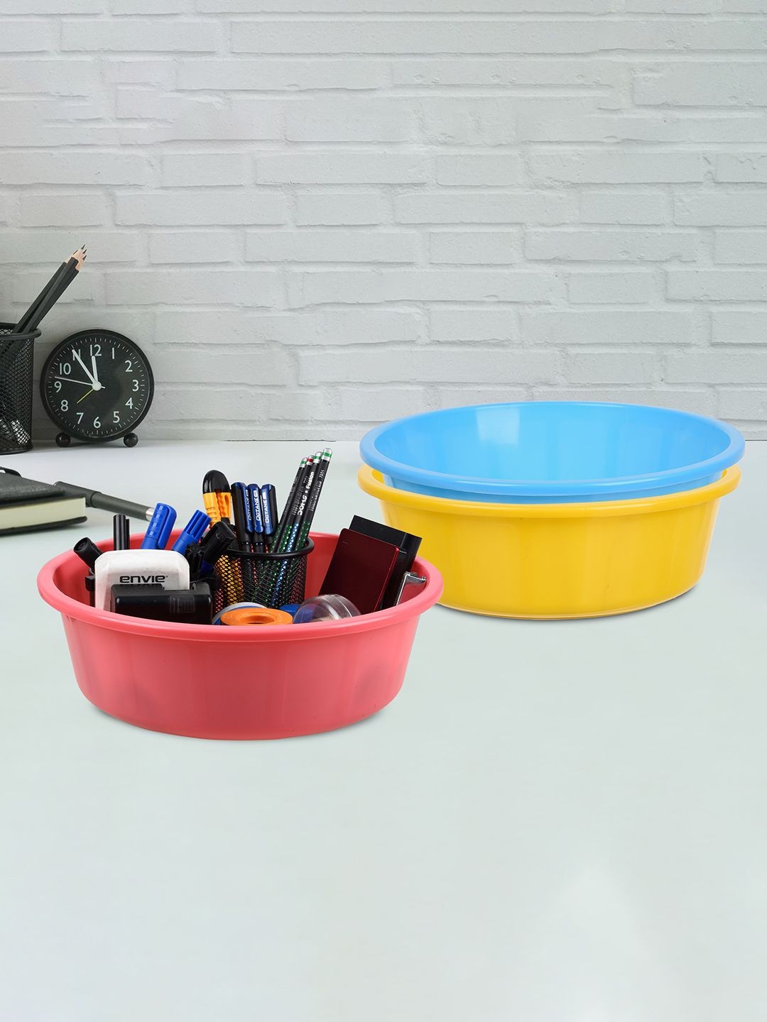 

Kuber Industries Yellow & Blue 3 Pieces Regular Desk Organisers