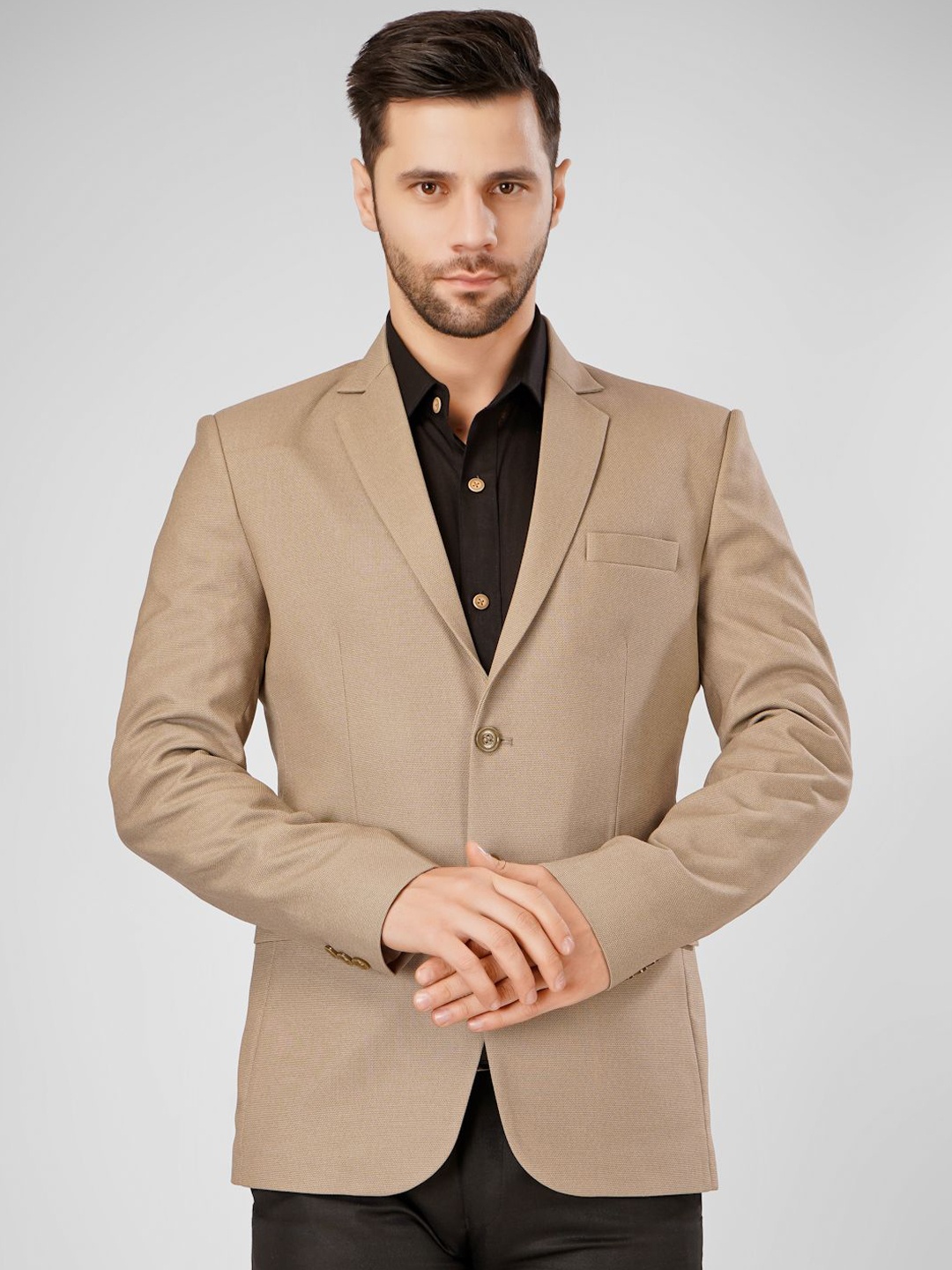 

Wintage Notched Lapel Collar Single-Breasted Formal Blazer, Cream