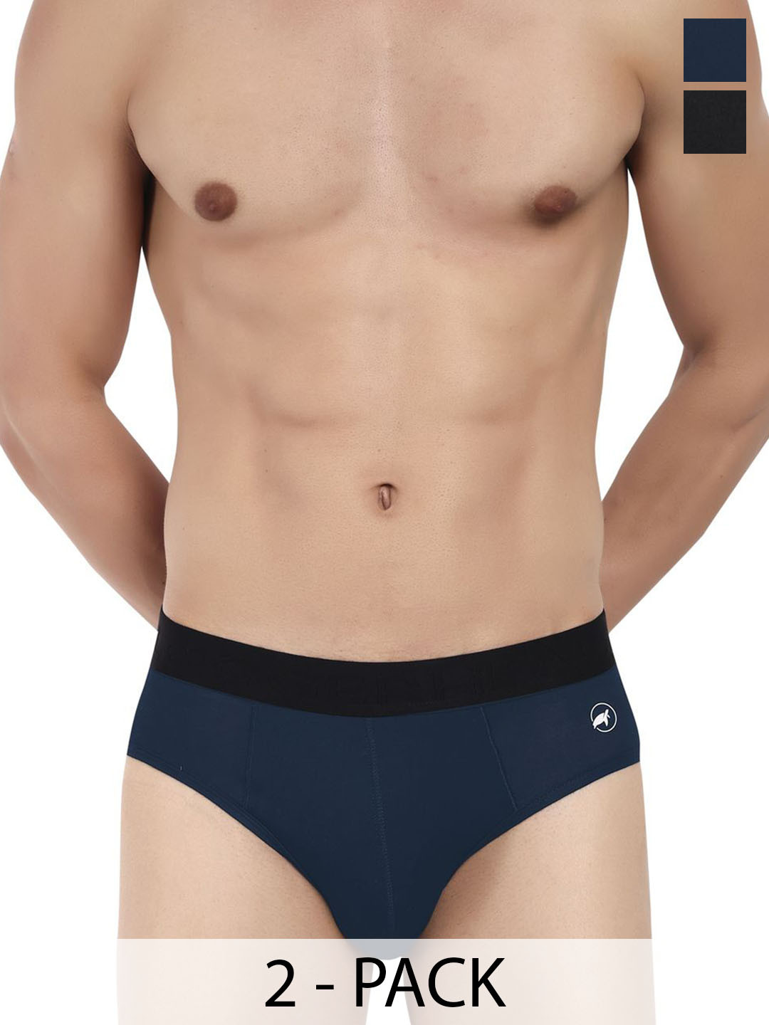 

LOGGERHEAD Men Pack Of 2 Cotton Mid-Rise Outer Elastic Hipster Briefs LHMB002-Navy-Black, Navy blue