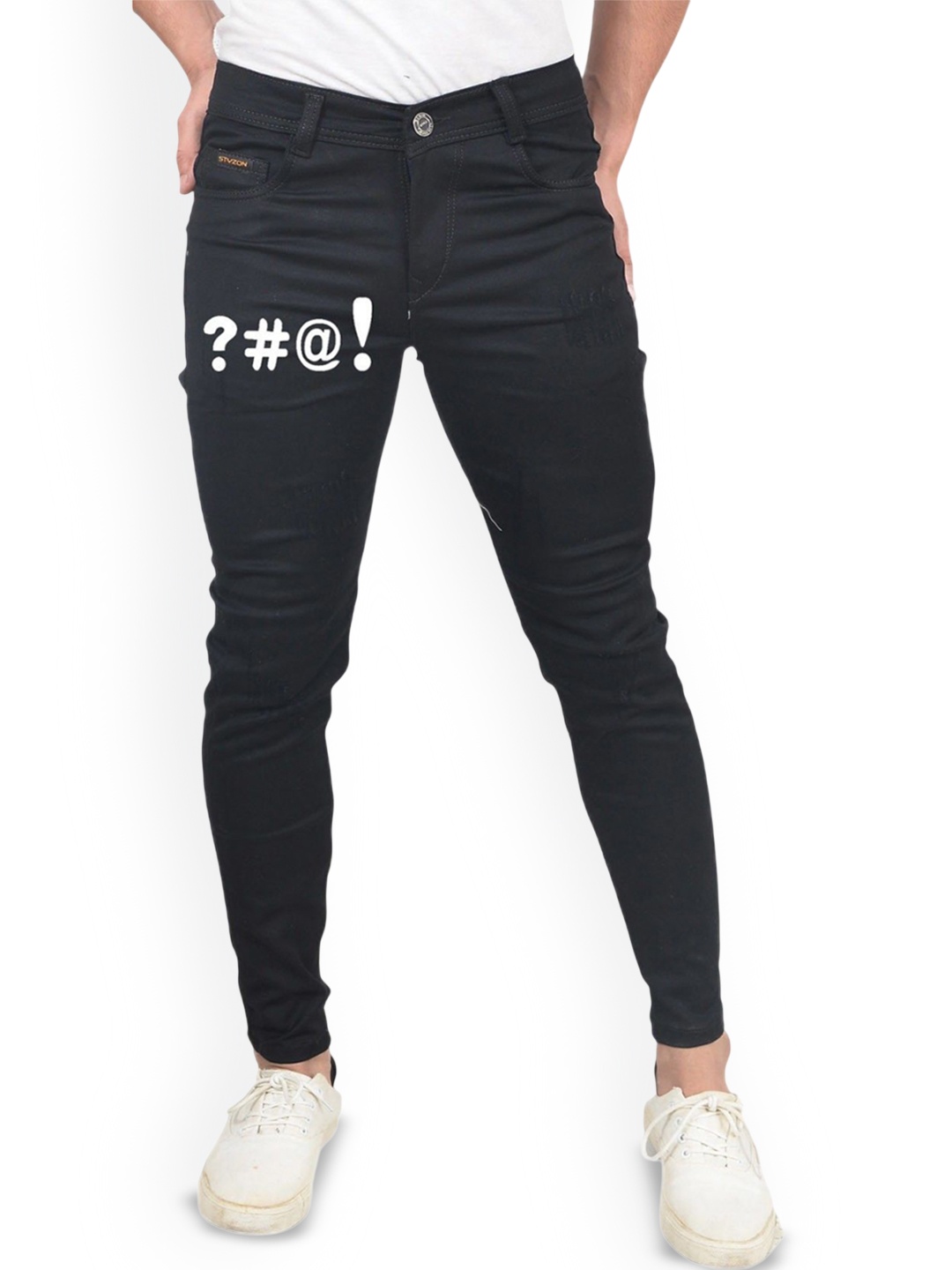 

styzon Men Jean Slim Fit Mid-Rise Jeans, Black