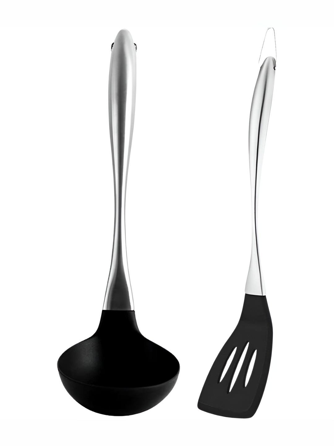 

Baskety Black 2 Pieces Steel Slotted Spatula With Ladle Scoop