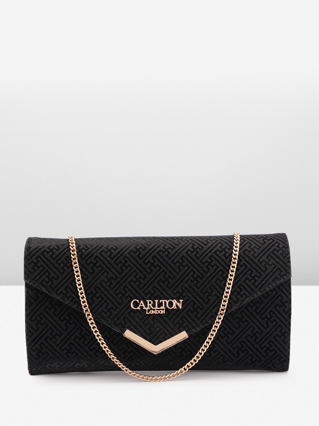 

Carlton London Textured Envelope Clutch, Black