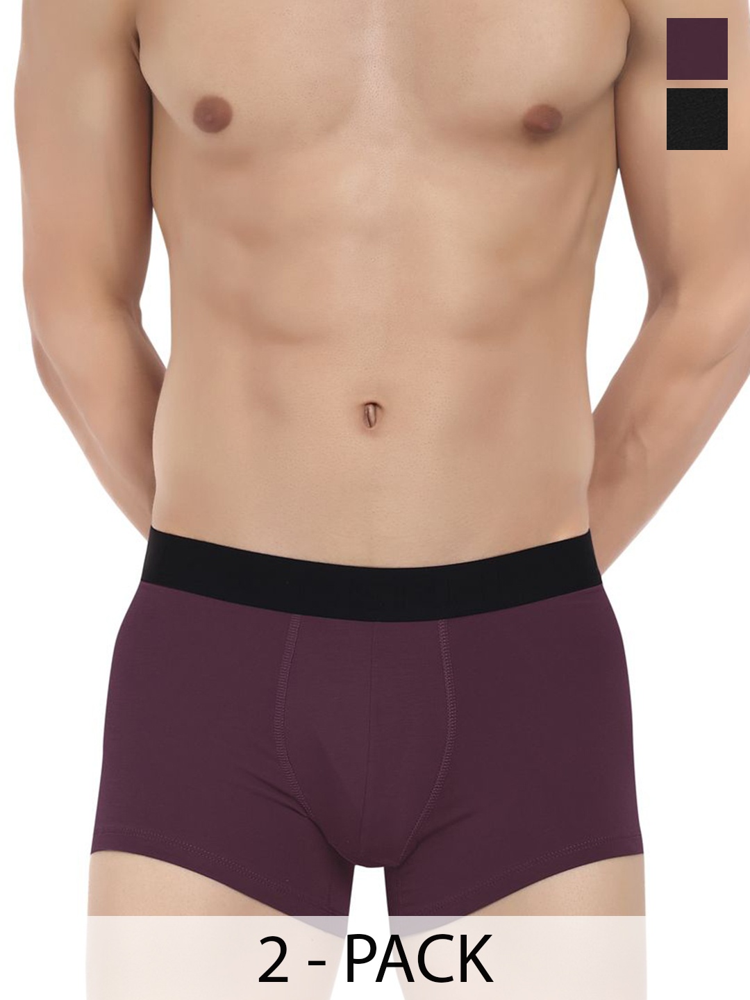 

LOGGERHEAD Pack Of 2 Cotton Long Trunks LHFT004-Black-Maroon