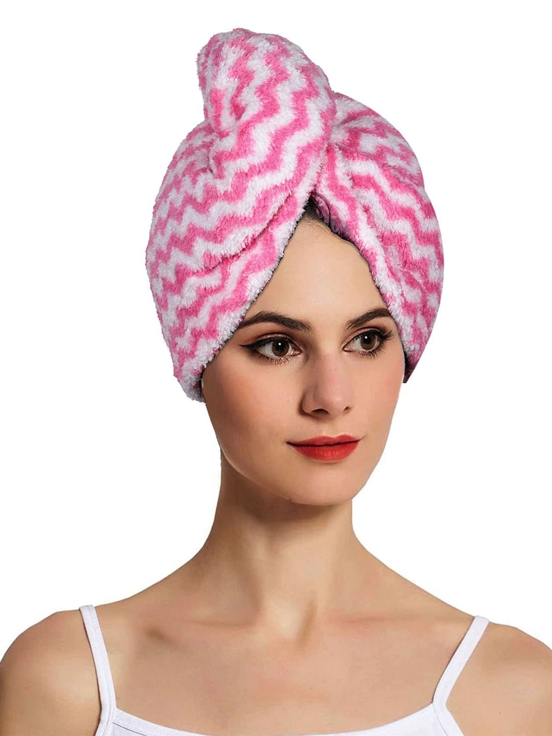 

Kuber Industries Pink & White Striped Cotton 380 GSM Bath Towel