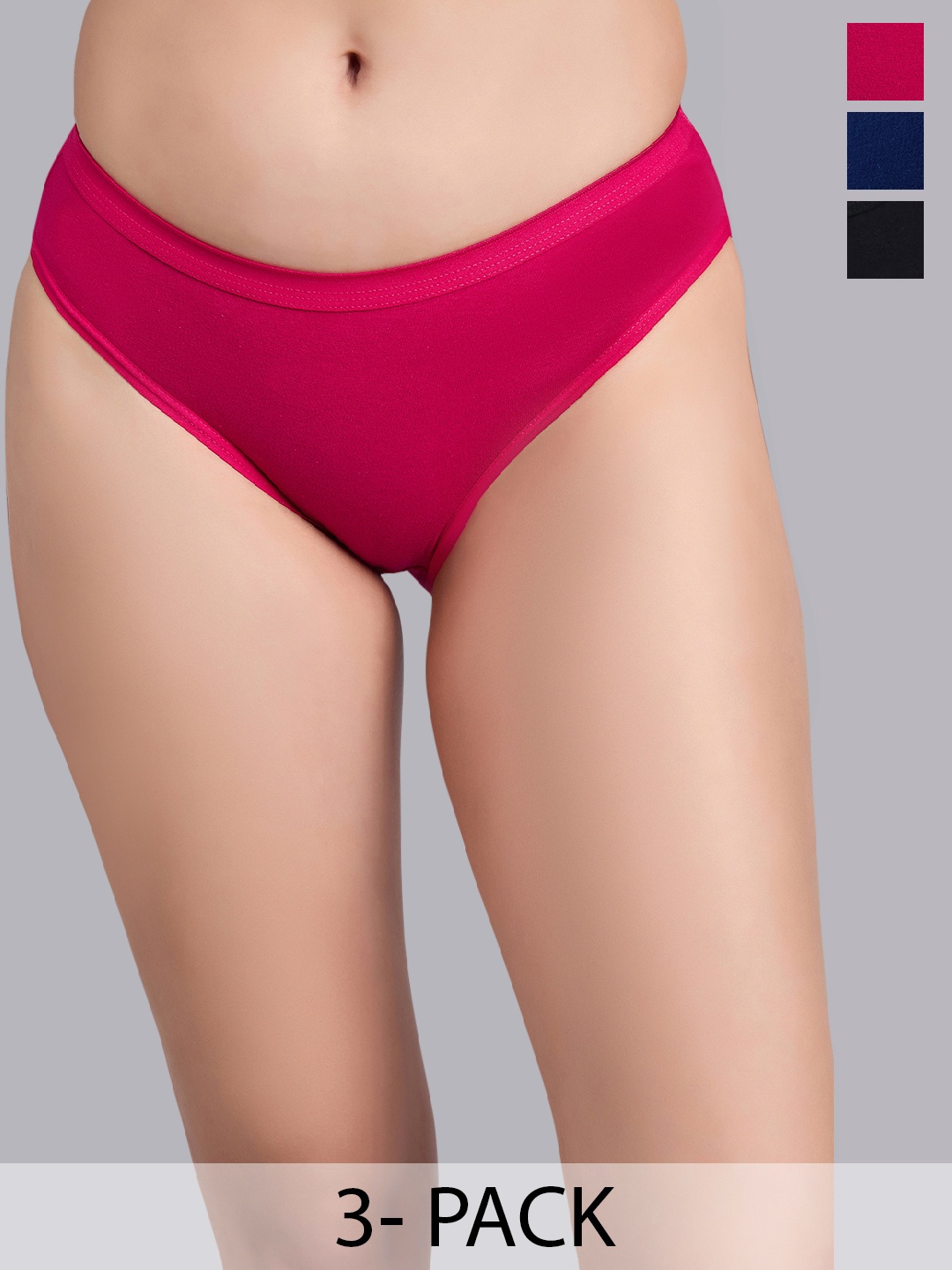 

SIMOH Women Pack Of 3 Assorted Basic Briefs