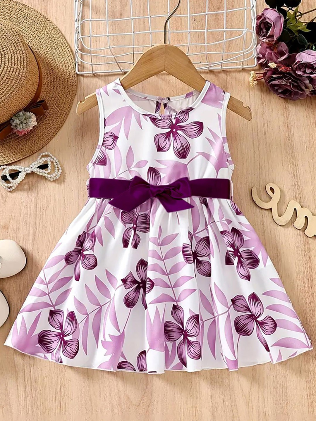 

YK Floral Print Fit & Flare Dress, Purple