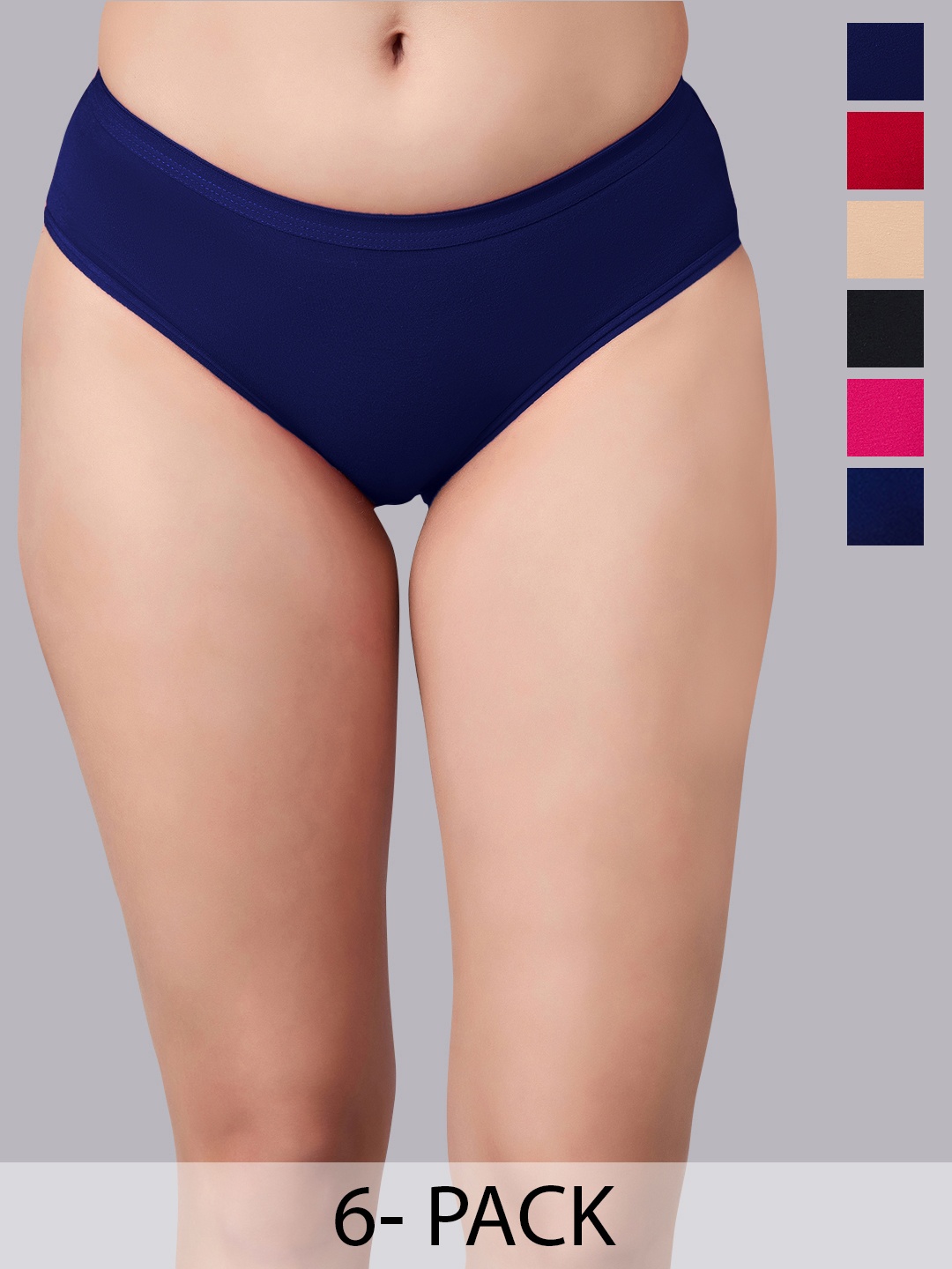 

SIMOH Women Pack Of 6 Low-Rise Hipster Briefs, Blue
