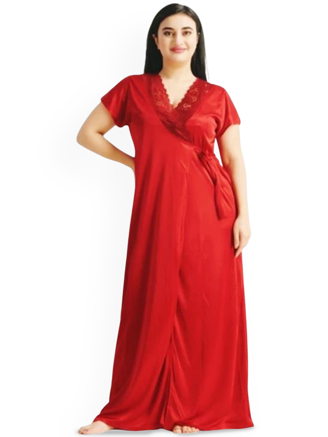 

XPIOX Pack Of 6 Satin Night Dress, Red
