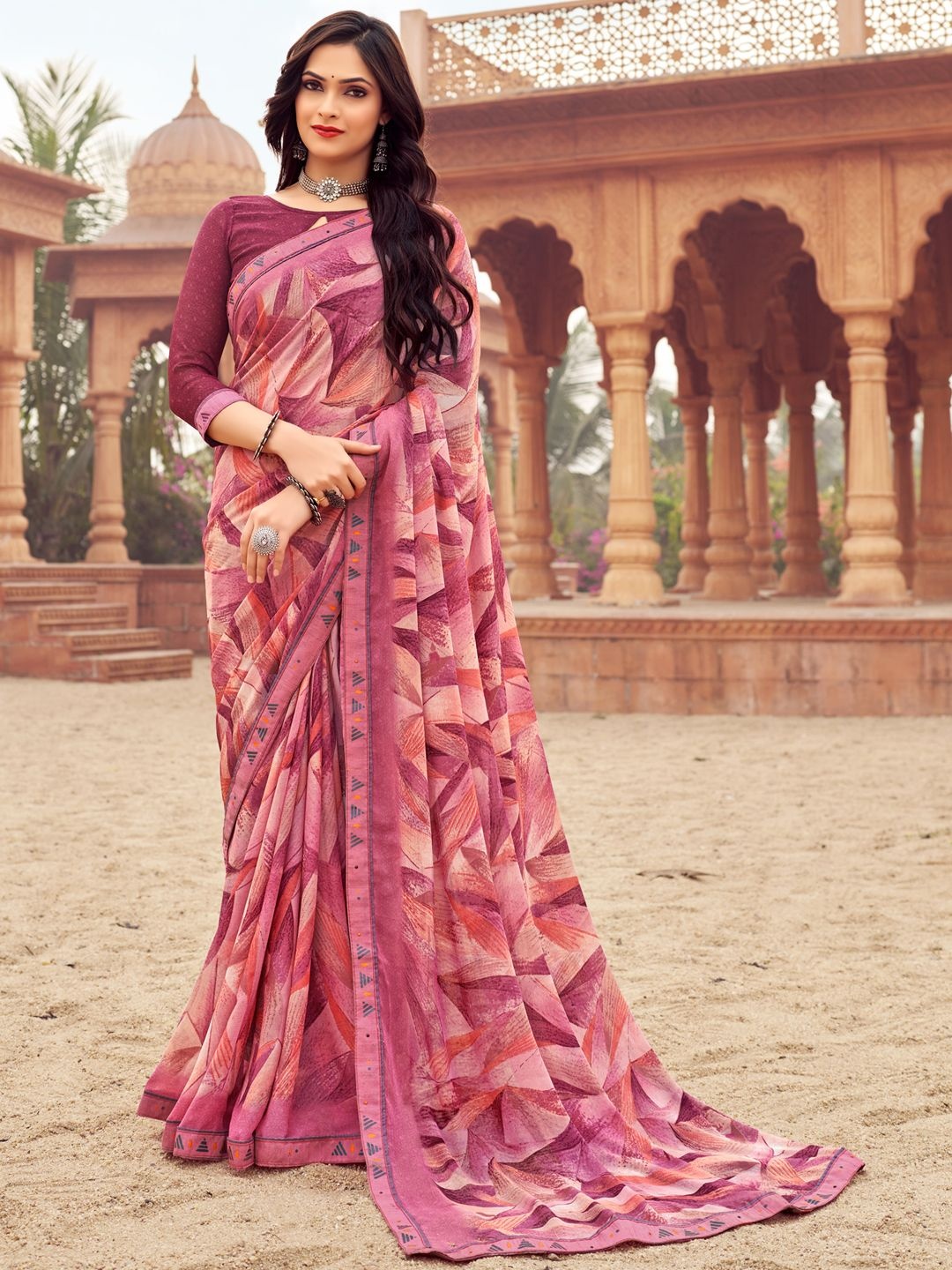 

LeeliPeeri Designer Embellished Poly Chiffon Designer Saree, Purple