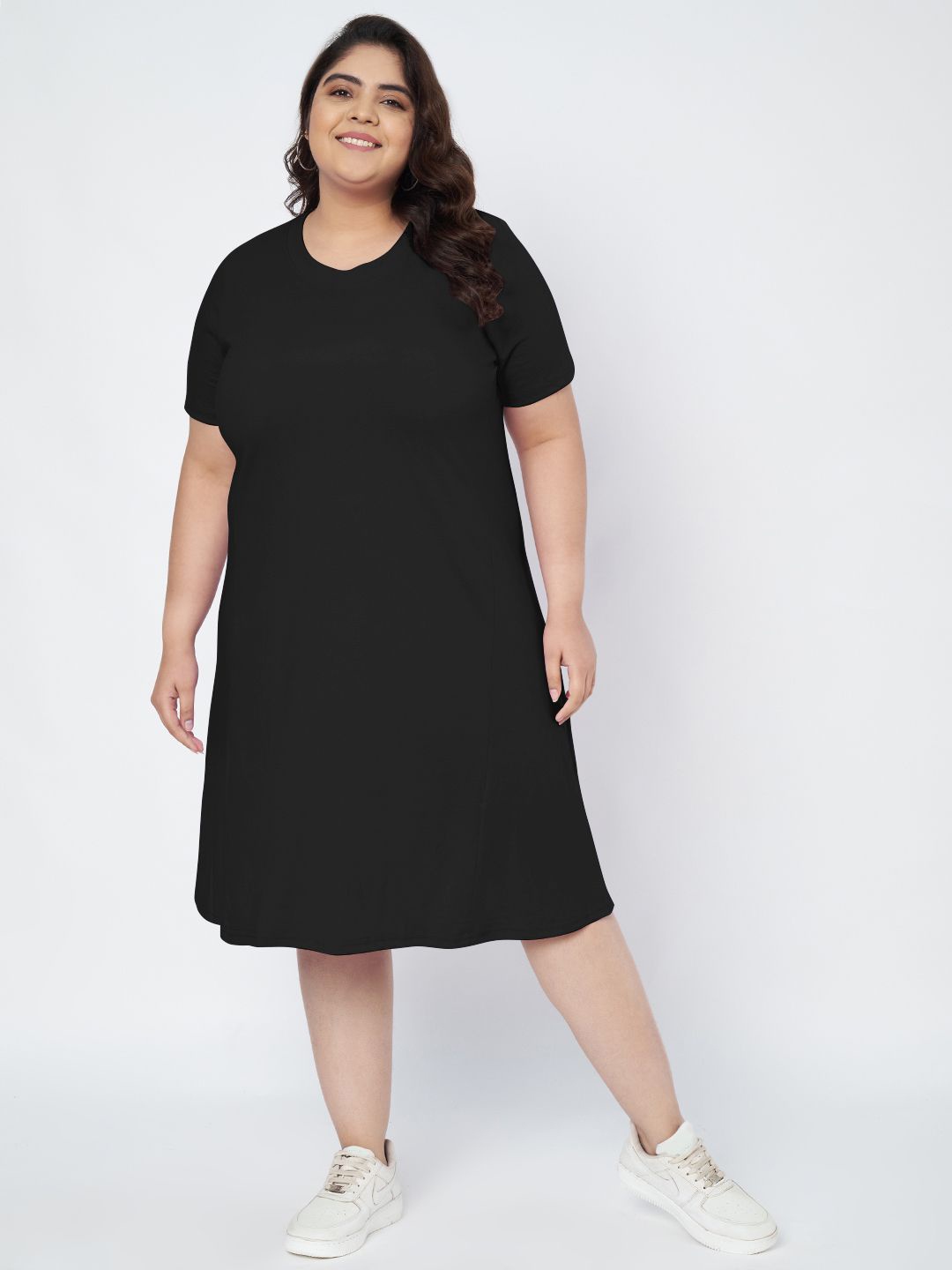 

BRINNS Women Plus Size Cotton T-shirt Dress, Black