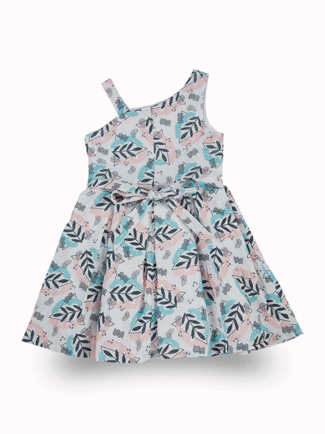 

Gini and Jony Girls Tropical Print One Shoulder Fit & Flare Dress, Blue