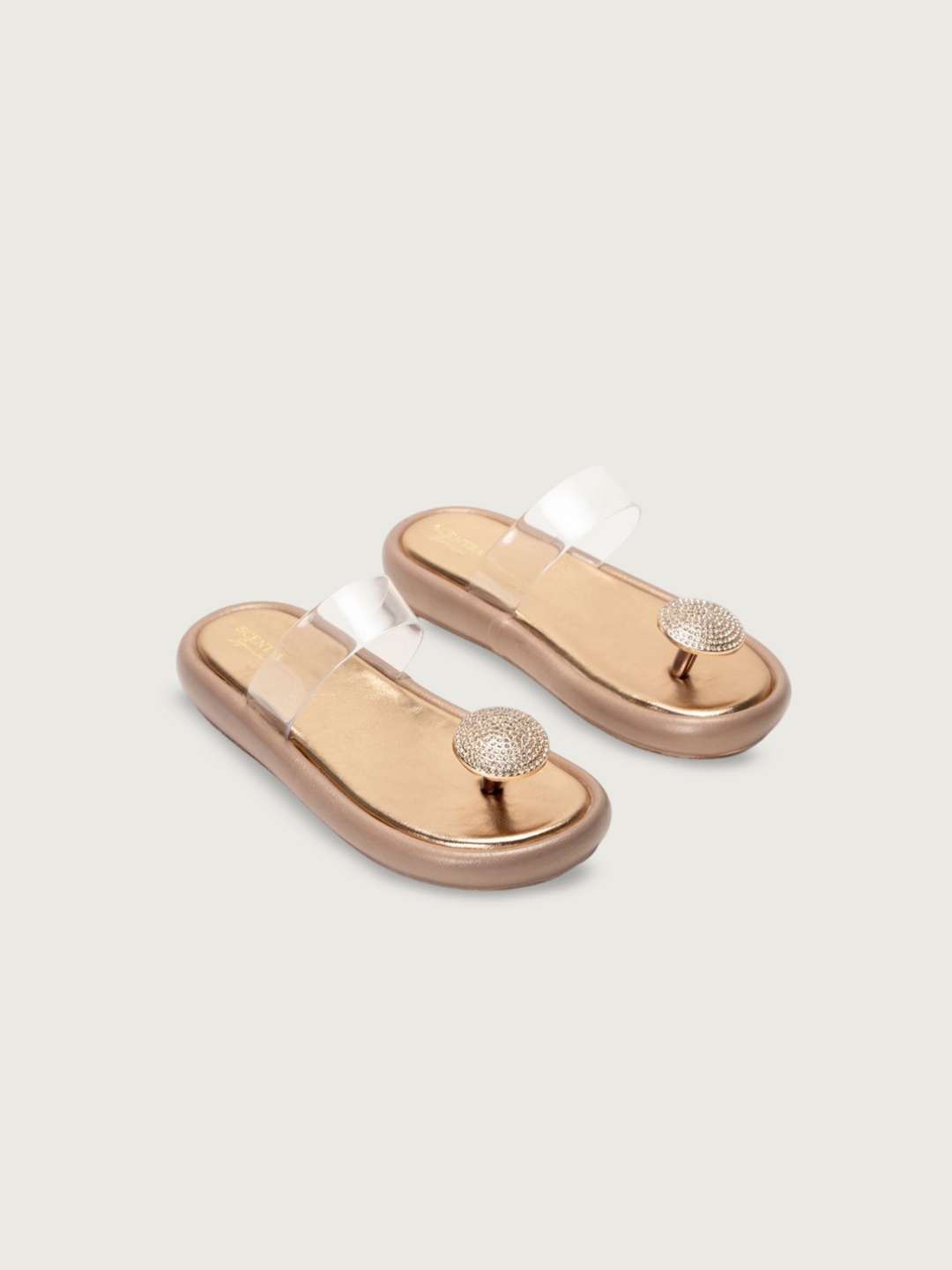 

SCENTRA Women Open Toe Flats, Gold