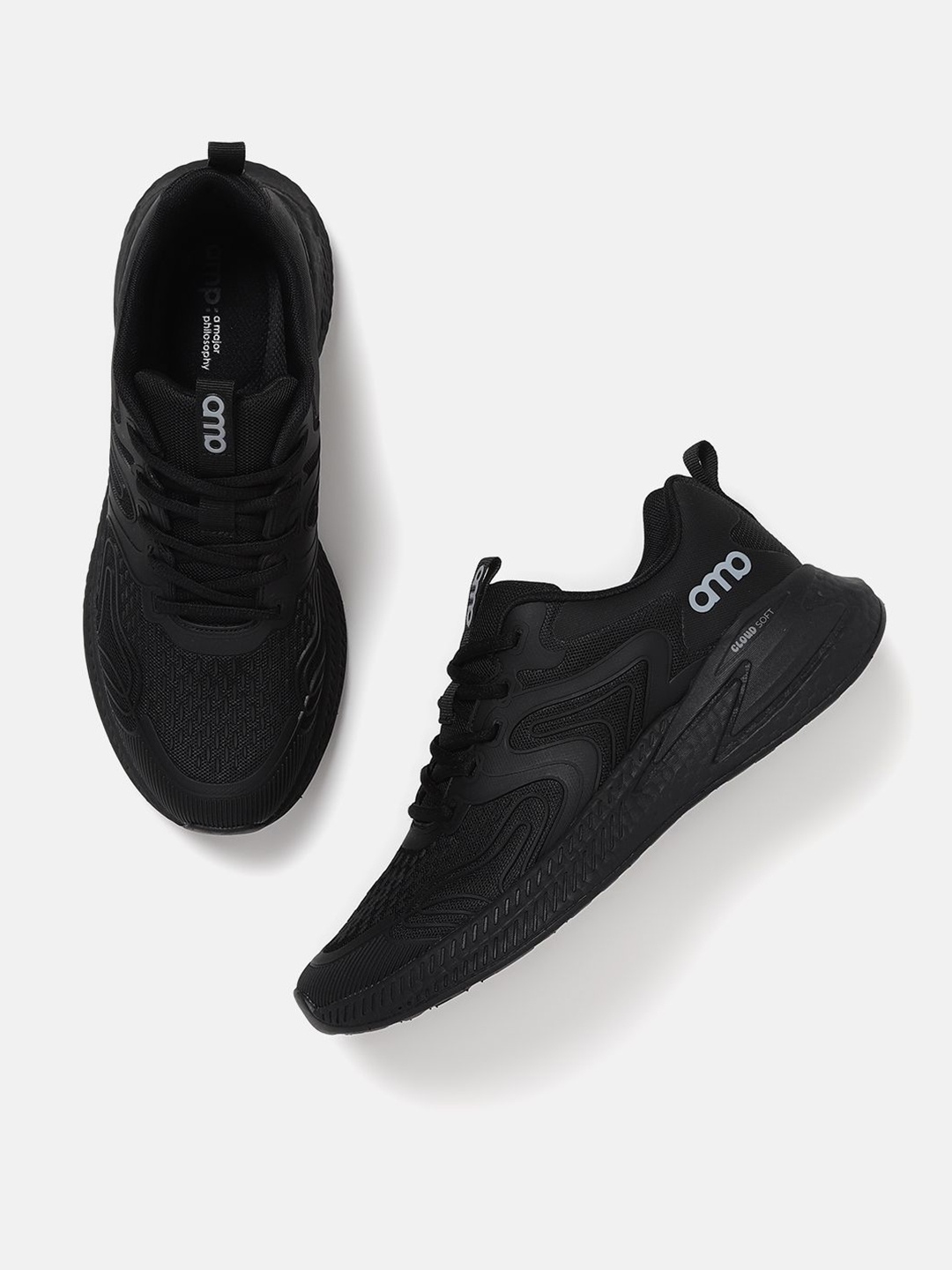 

AMP Men Training or Gym Non-Marking Shoes, Black